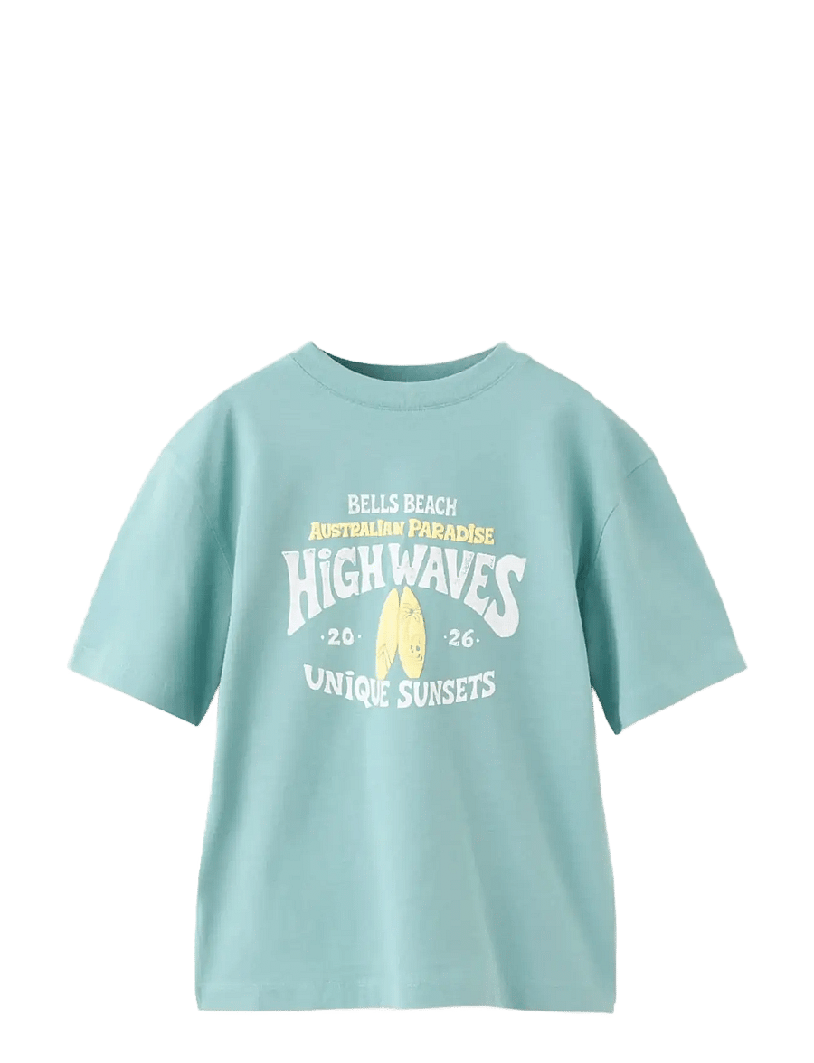 Mango - Printed cotton-blend t-shirt - kortærmede t-shirts - turquoise - aqua - 0