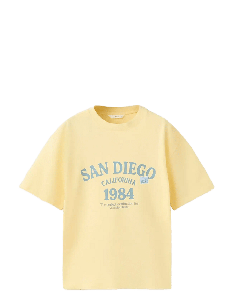 Mango - Printed cotton-blend t-shirt - kortærmede t-shirts - yellow - 1