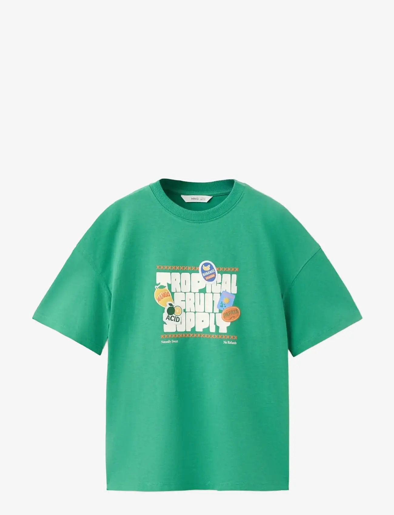Mango - Printed cotton-blend t-shirt - kortærmede t-shirts - green - 0