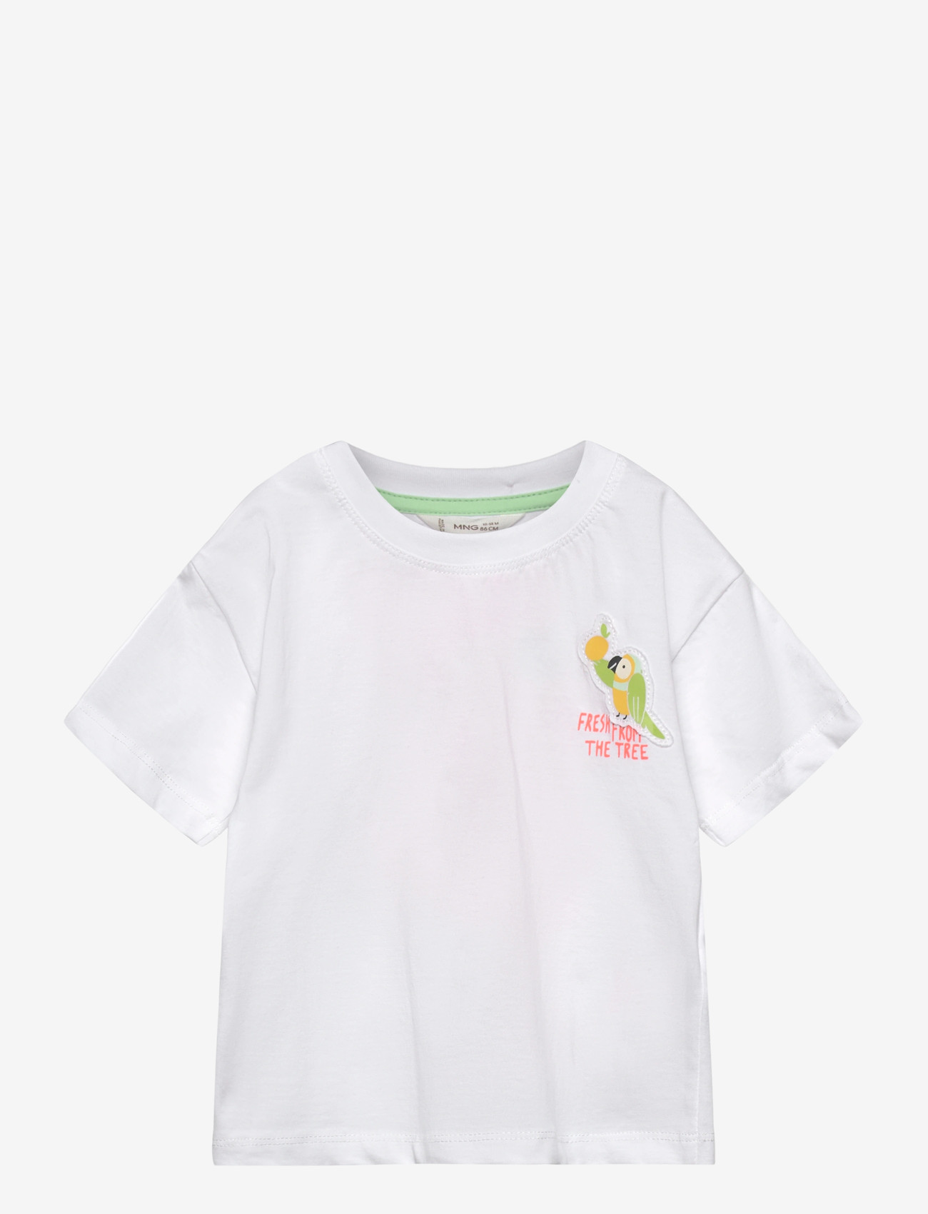 Mango - Embroidered detail cotton T-shirt - kortærmede t-shirts - white - 0