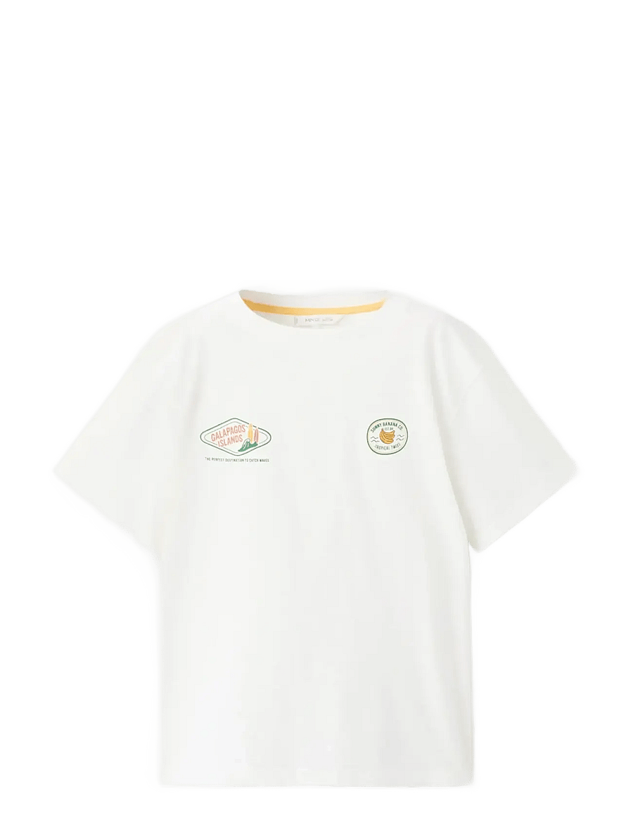 Mango - Printed cotton-blend t-shirt - kortärmade t-shirts - natural white - 0