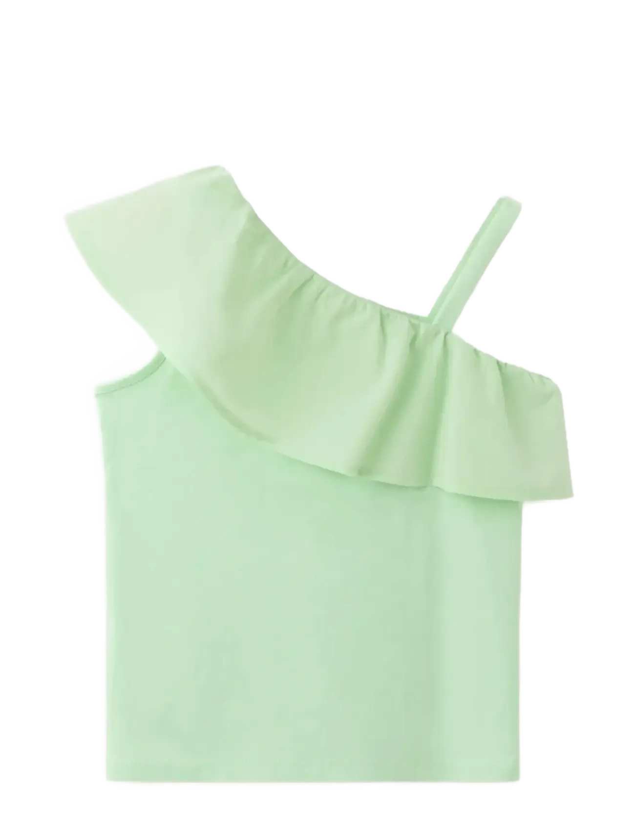 Mango Off-The-Shoulder Frill Top, 11-12, T-shirts, Grün - Sleeveless, Kinder