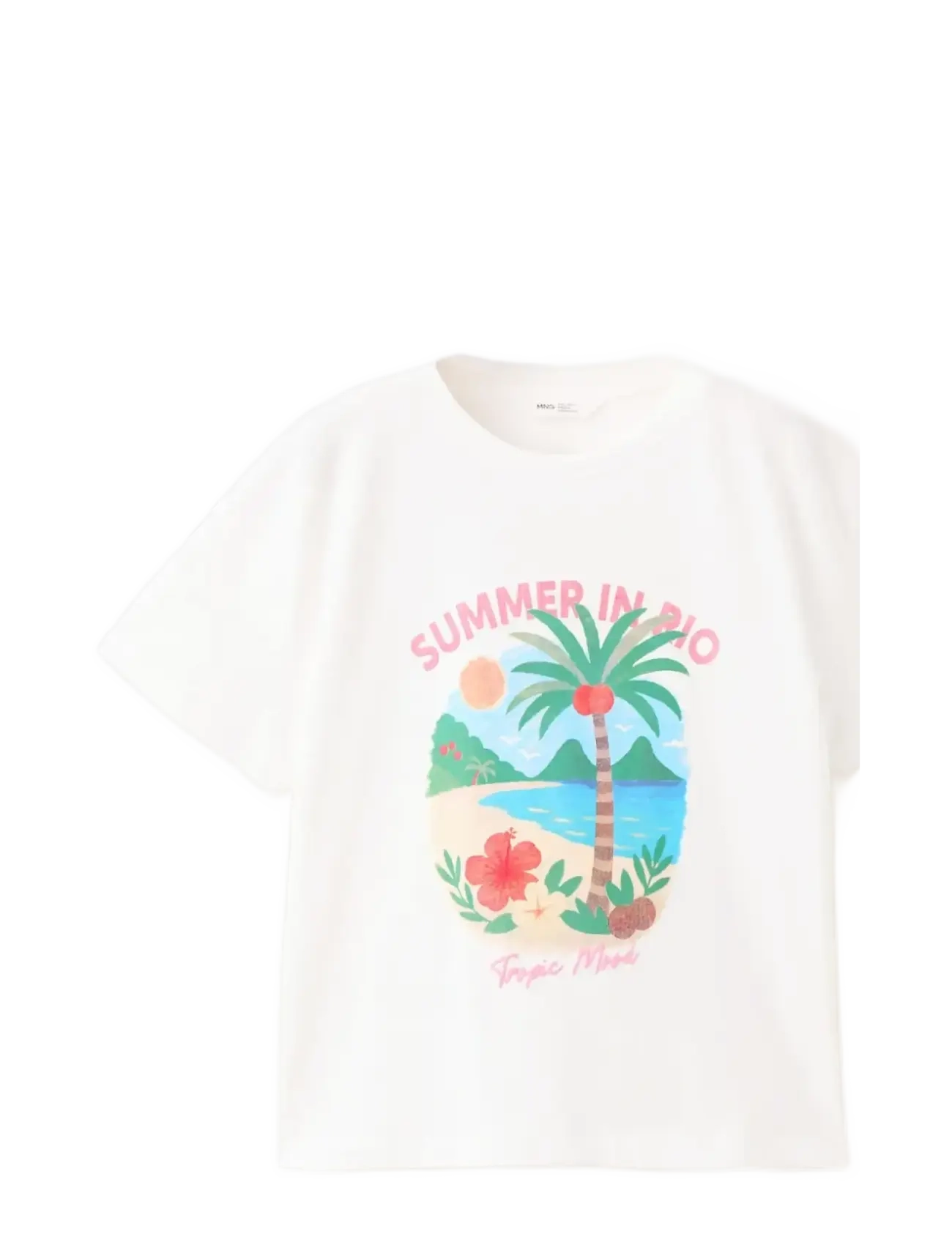 Mango Tropical Print T-Shirt, 11-12, T-shirts, Weiß - Short-sleeved, Kinder
