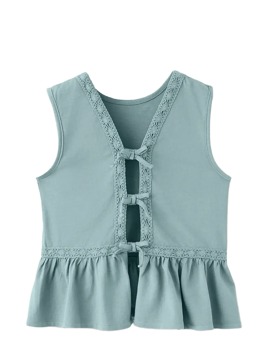 Mango - Embroidered detail bow top - Ærmeløs undertrøje - dark blue - 0