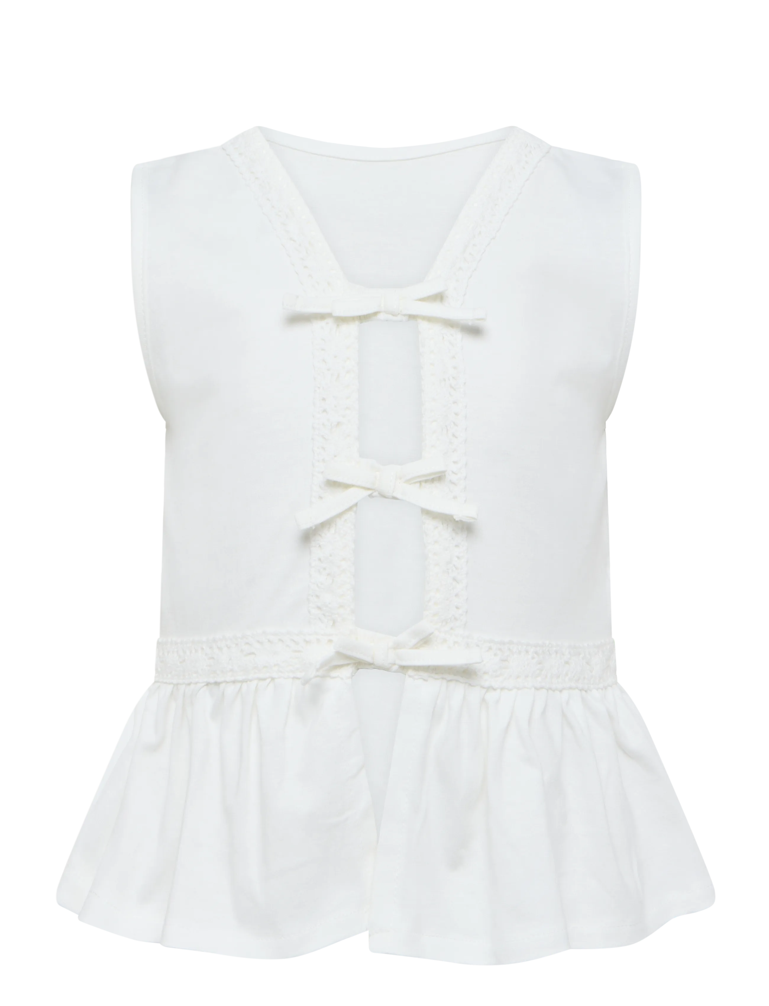Mango - Embroidered detail bow top - tanktops - natural white - 0