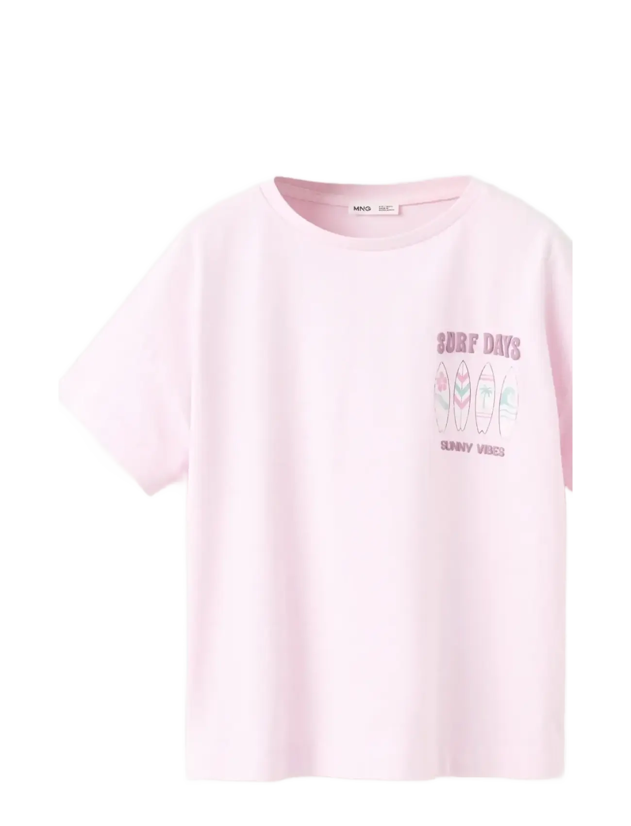 Mango Printed Cotton-Blend T-Shirt, Børn, Printet T-shirt, Lila, Str: 7-8