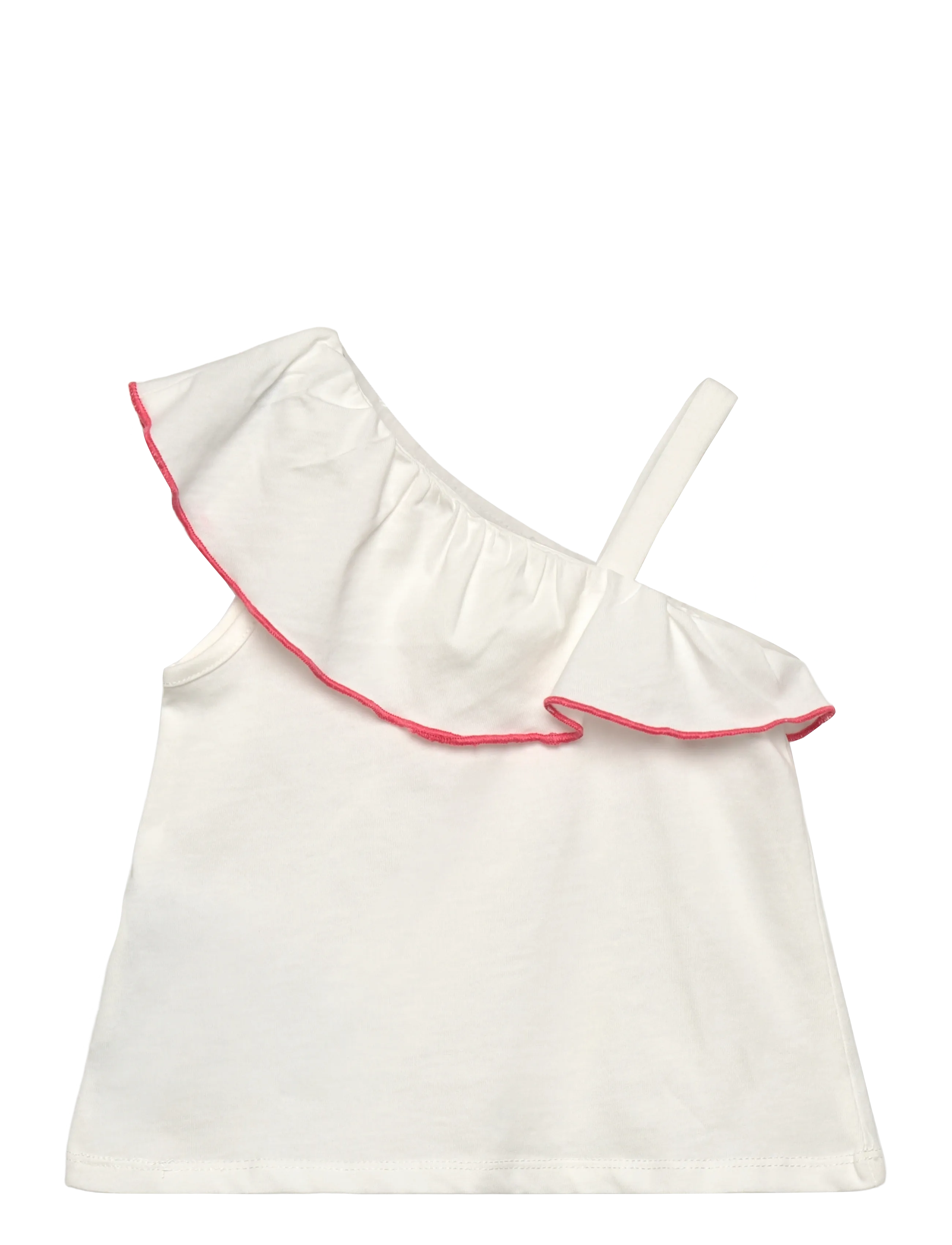 Mango Contrast Ruffle T-Shirt, 18-24M, White, T-Shirts > Uden Ærmer, Børn