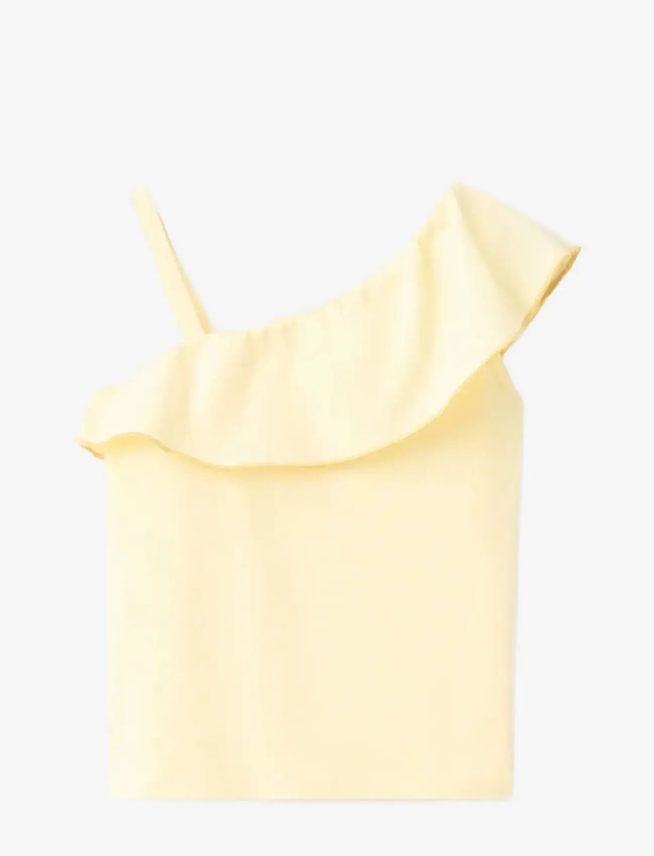Mango - Contrast ruffle T-shirt - Ærmeløs undertrøje - yellow - 1