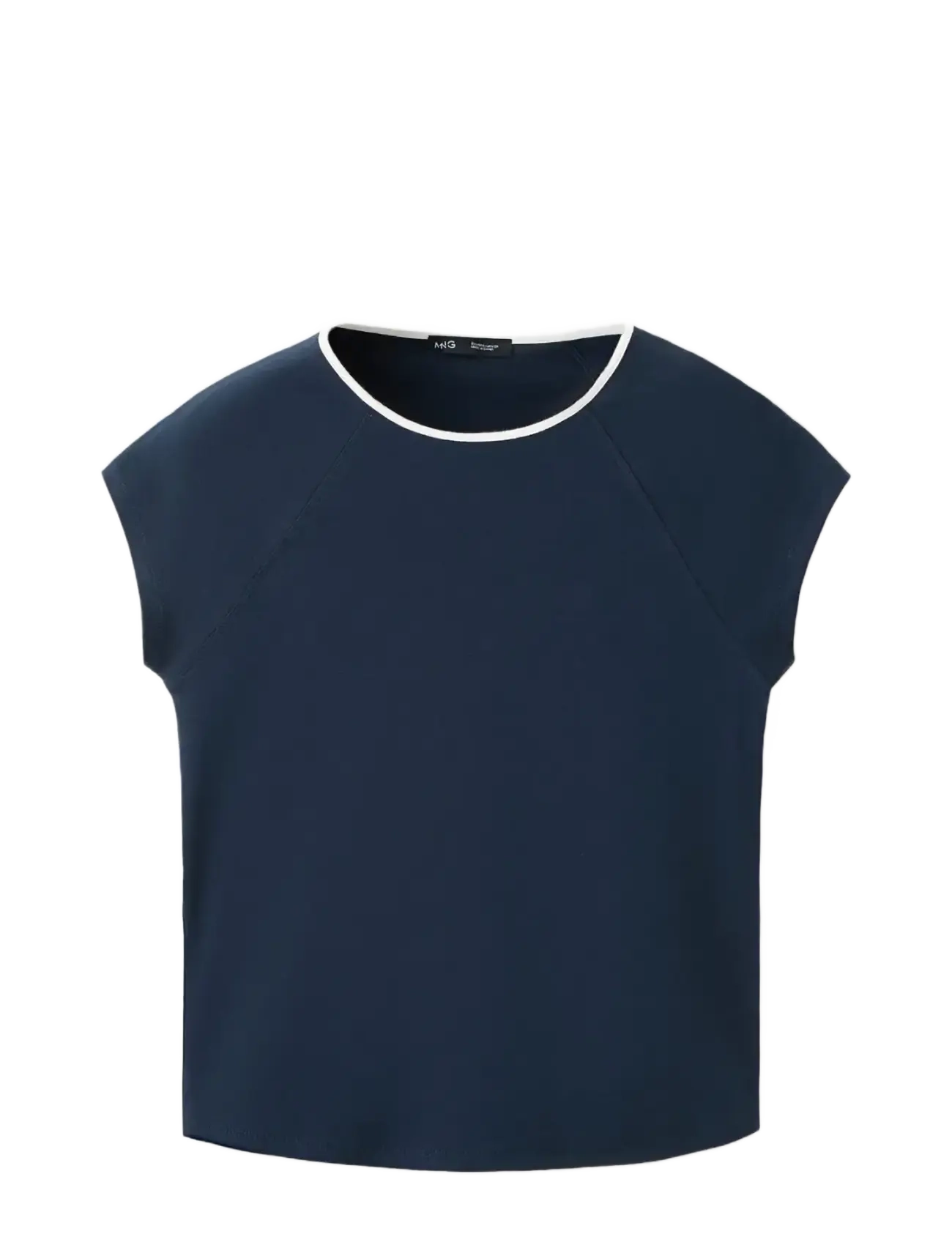 Mango Cotton T-shirt with contrast piping - Nyheder - NAVY / navy