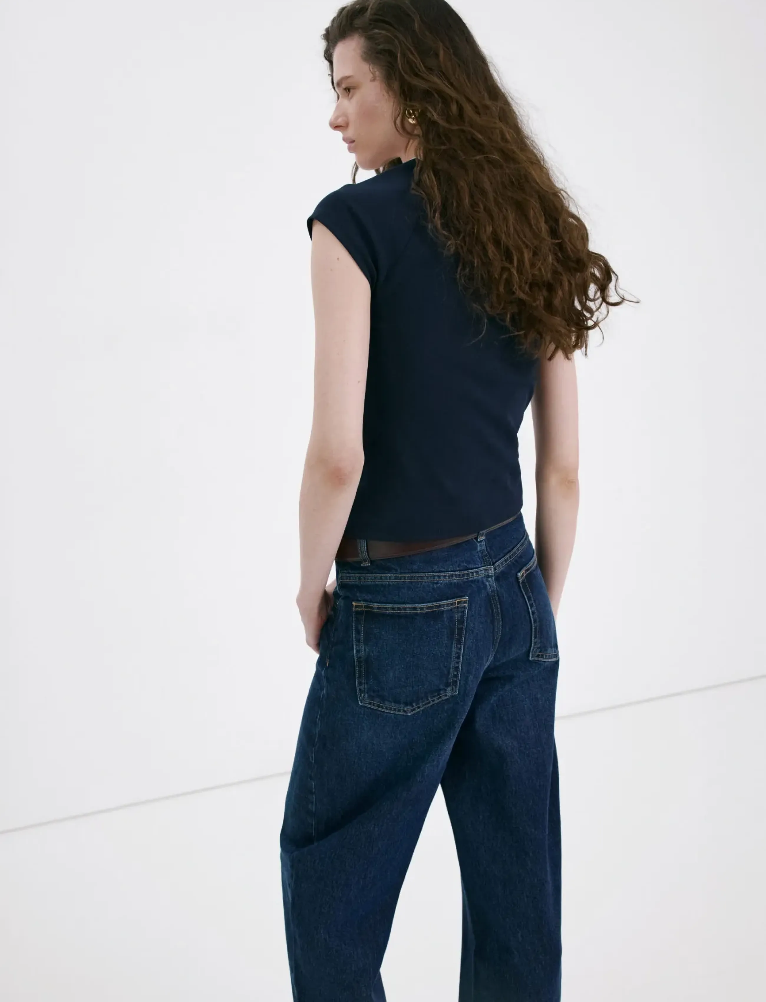 Mango - Cotton T-shirt with contrast piping - t-shirts - navy - 2