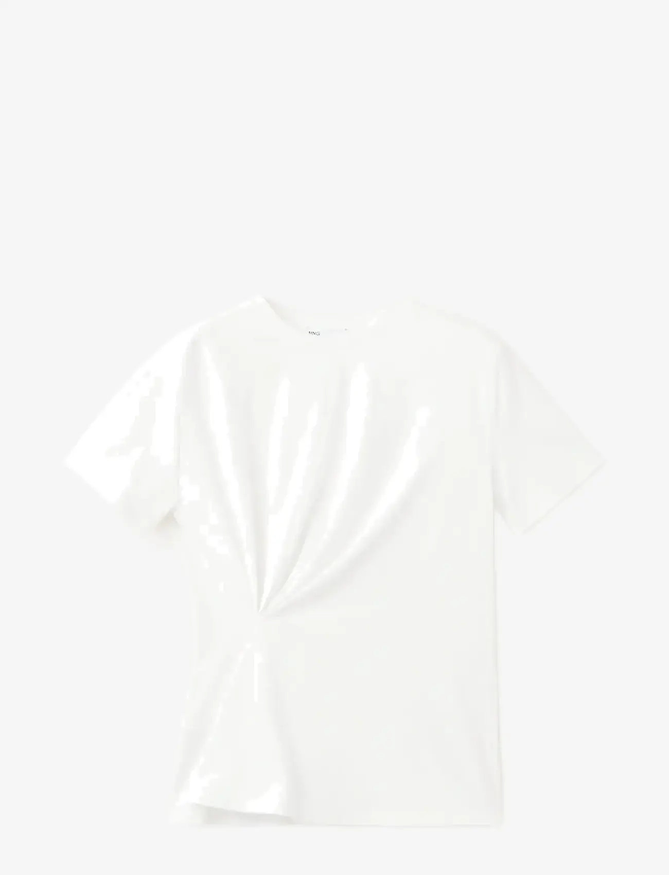 Mango - Cotton t-shirt with pucker detail - t-shirts - white - 1