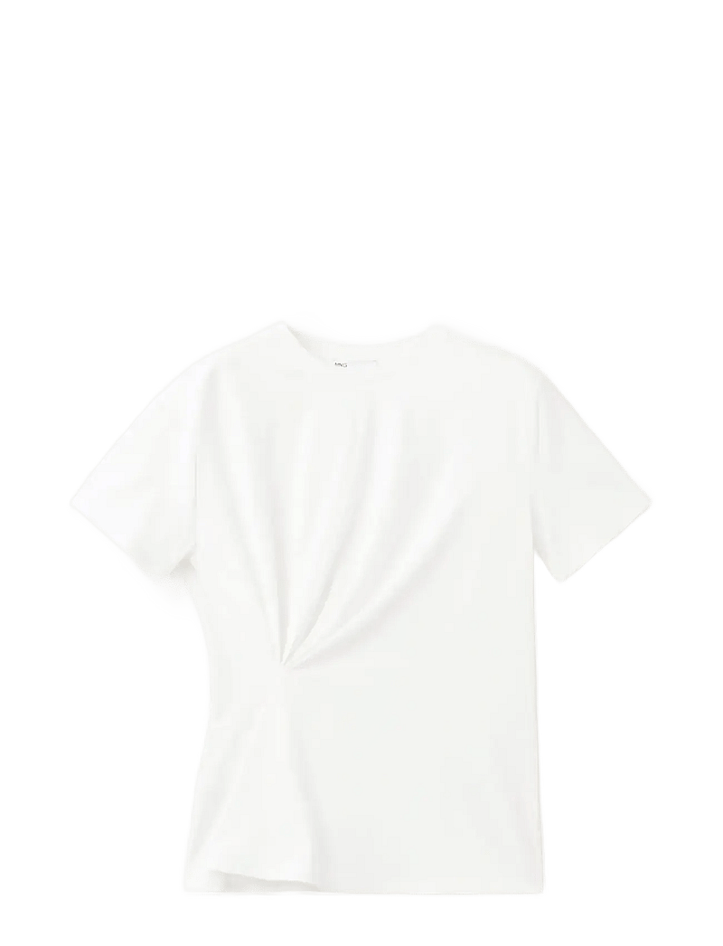 Mango - Cotton t-shirt with pucker detail - t-shirts - white - 1