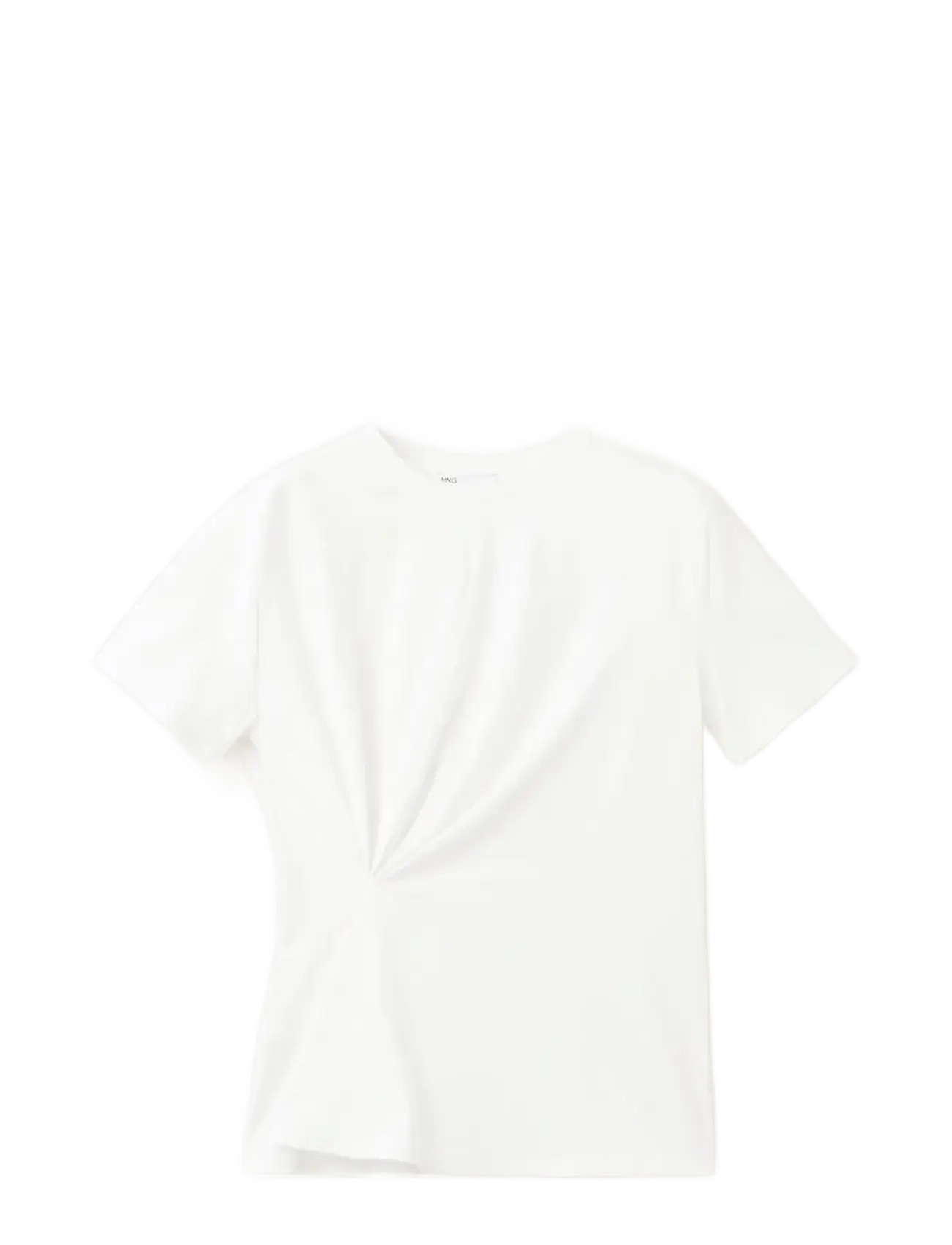 Mango - Cotton t-shirt with pucker detail - t-shirts - white - 1