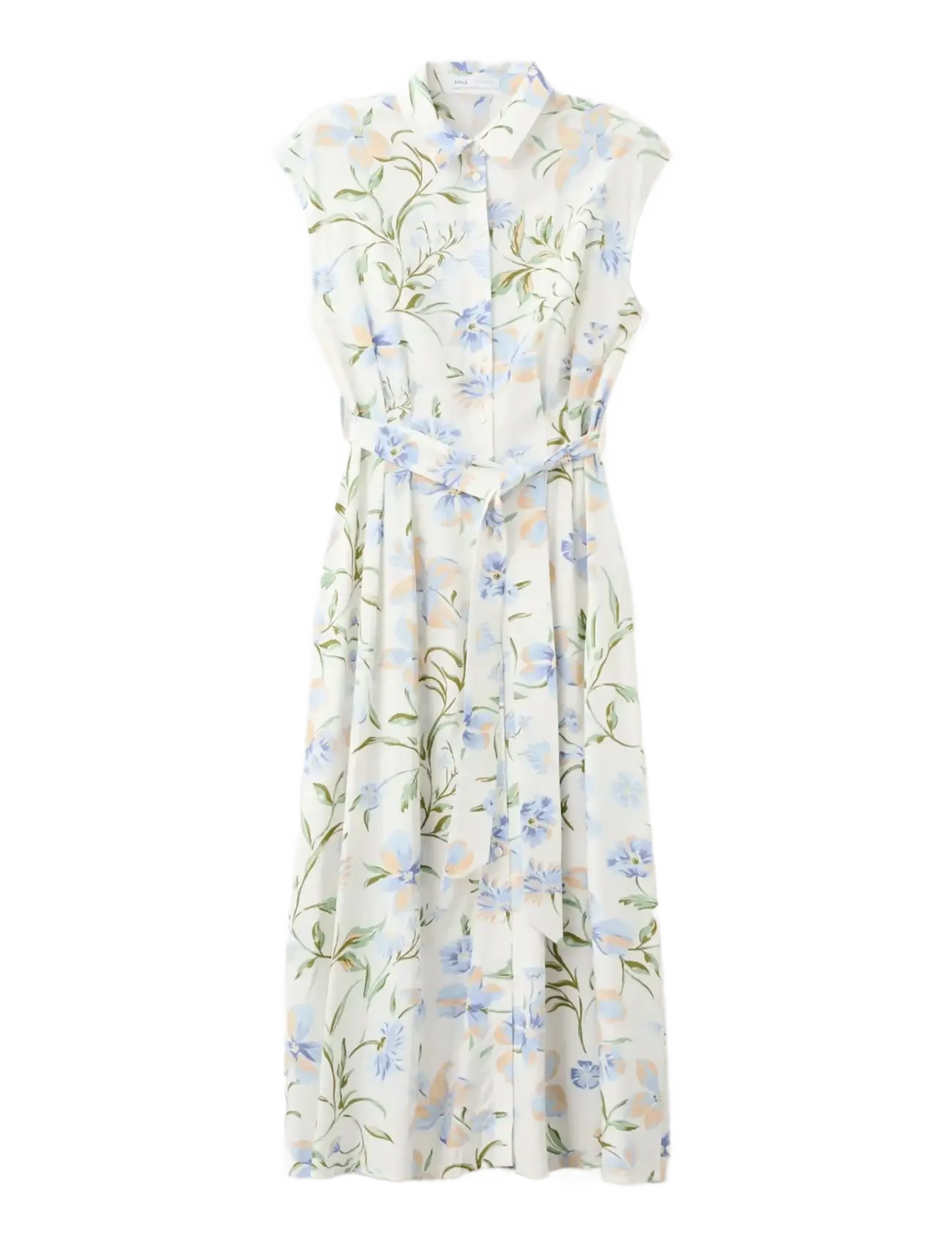 Mango Floral-Print Shirt-Style Dress, S, Dresses, Creme - Maxi Frauen