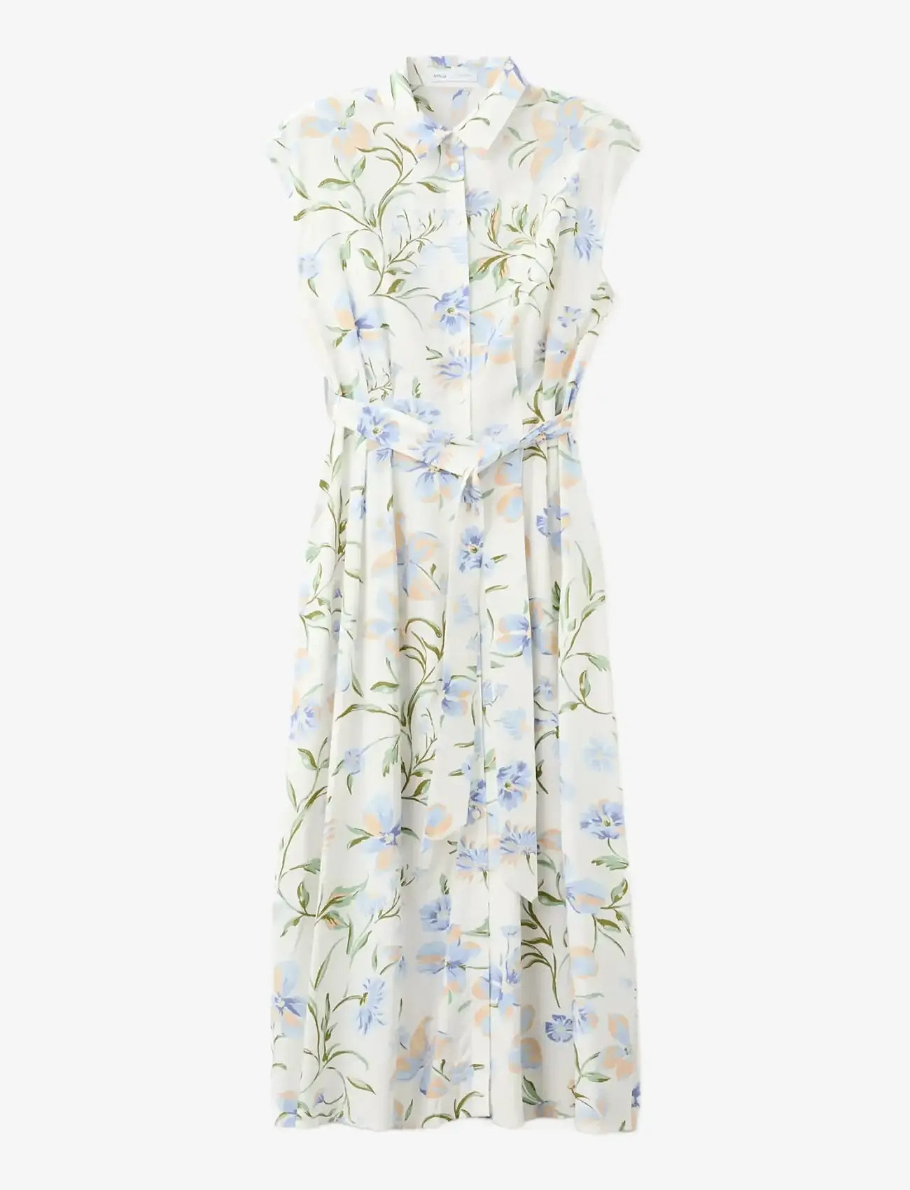 Mango - Floral-print shirt-style dress - skjortekjoler - light beige - 0