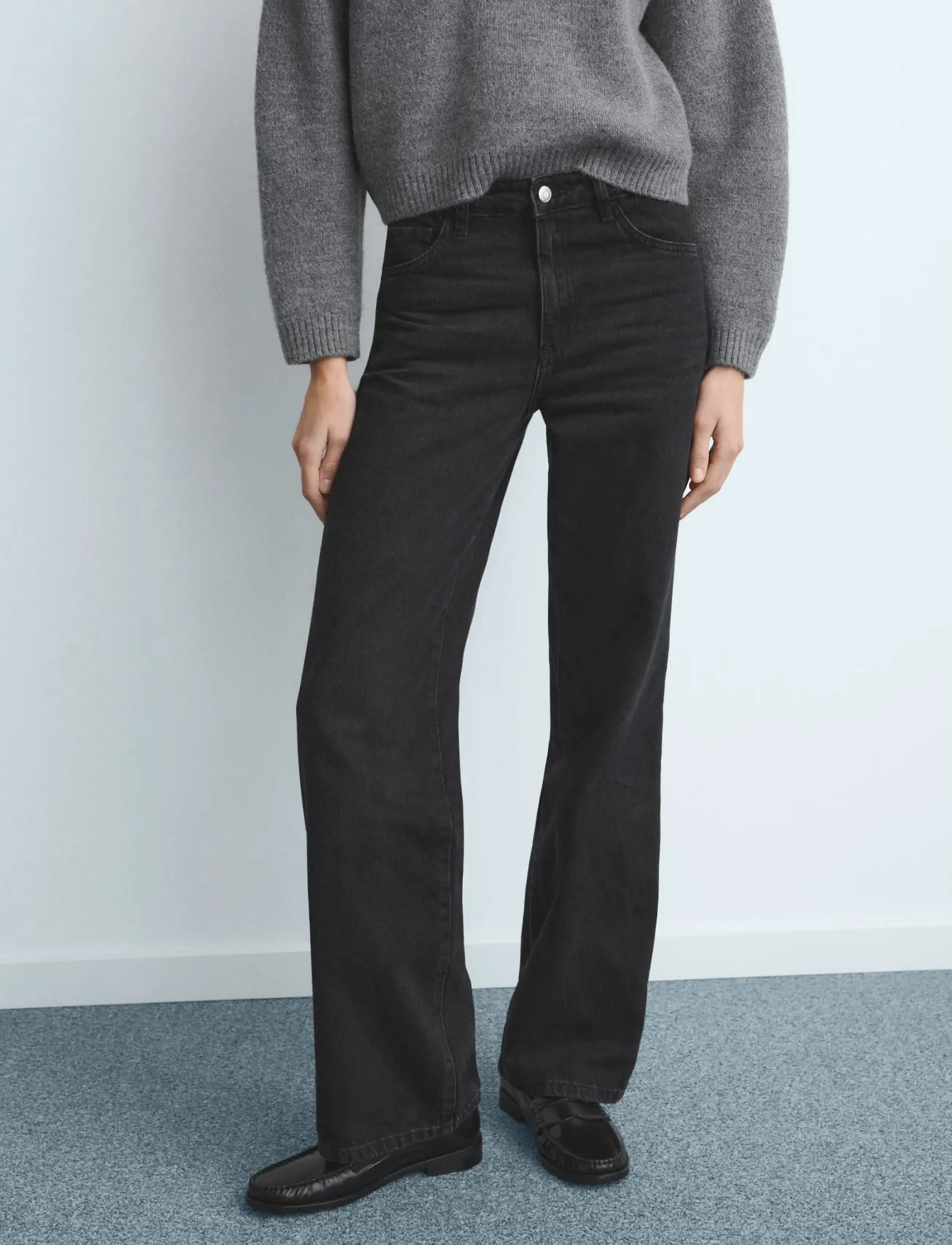 Mango - Danila high-waisted wide leg jeans - leveälahkeiset farkut - open grey - 0