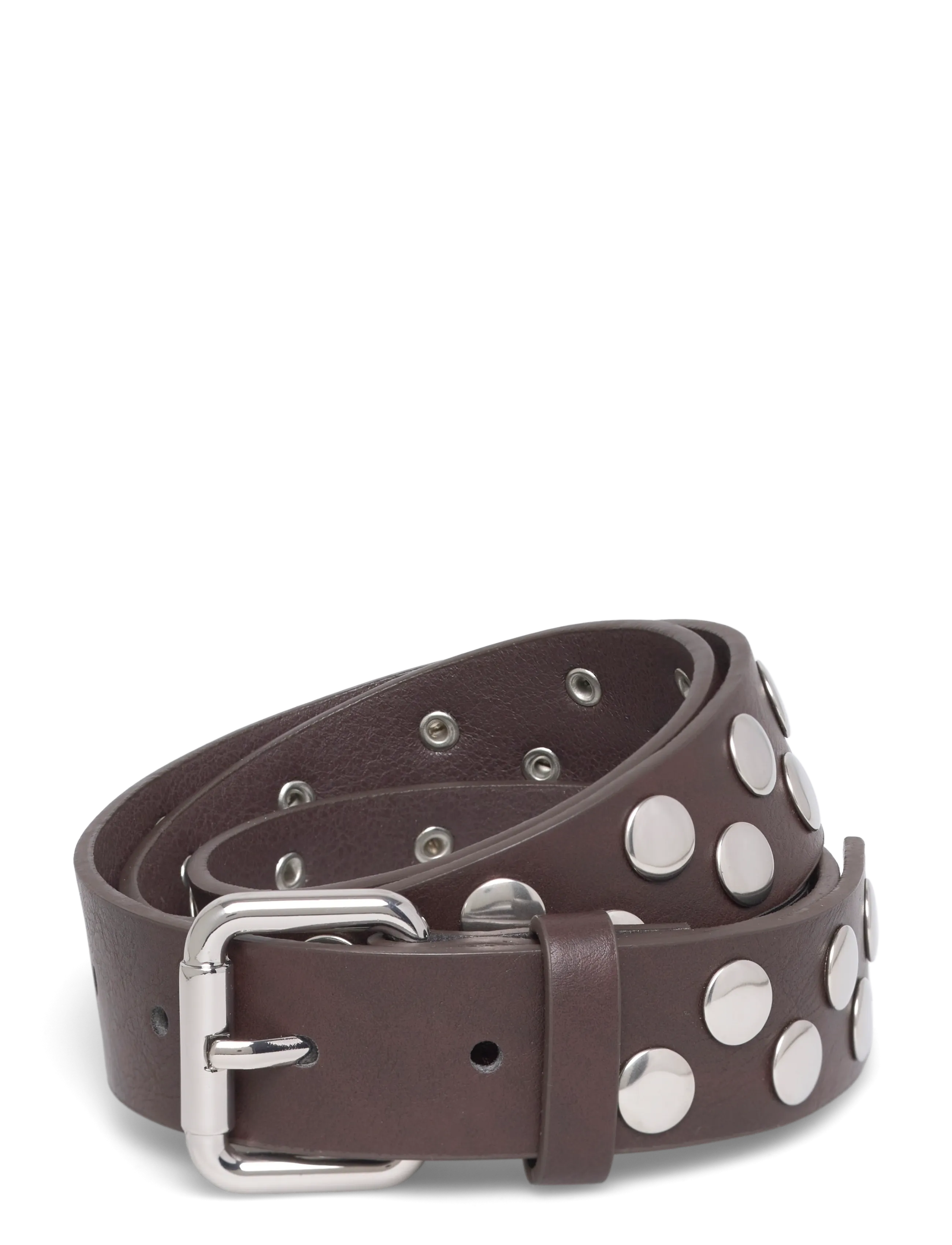 Mango Studded belt - Nyheter - DARK BROWN / brown
