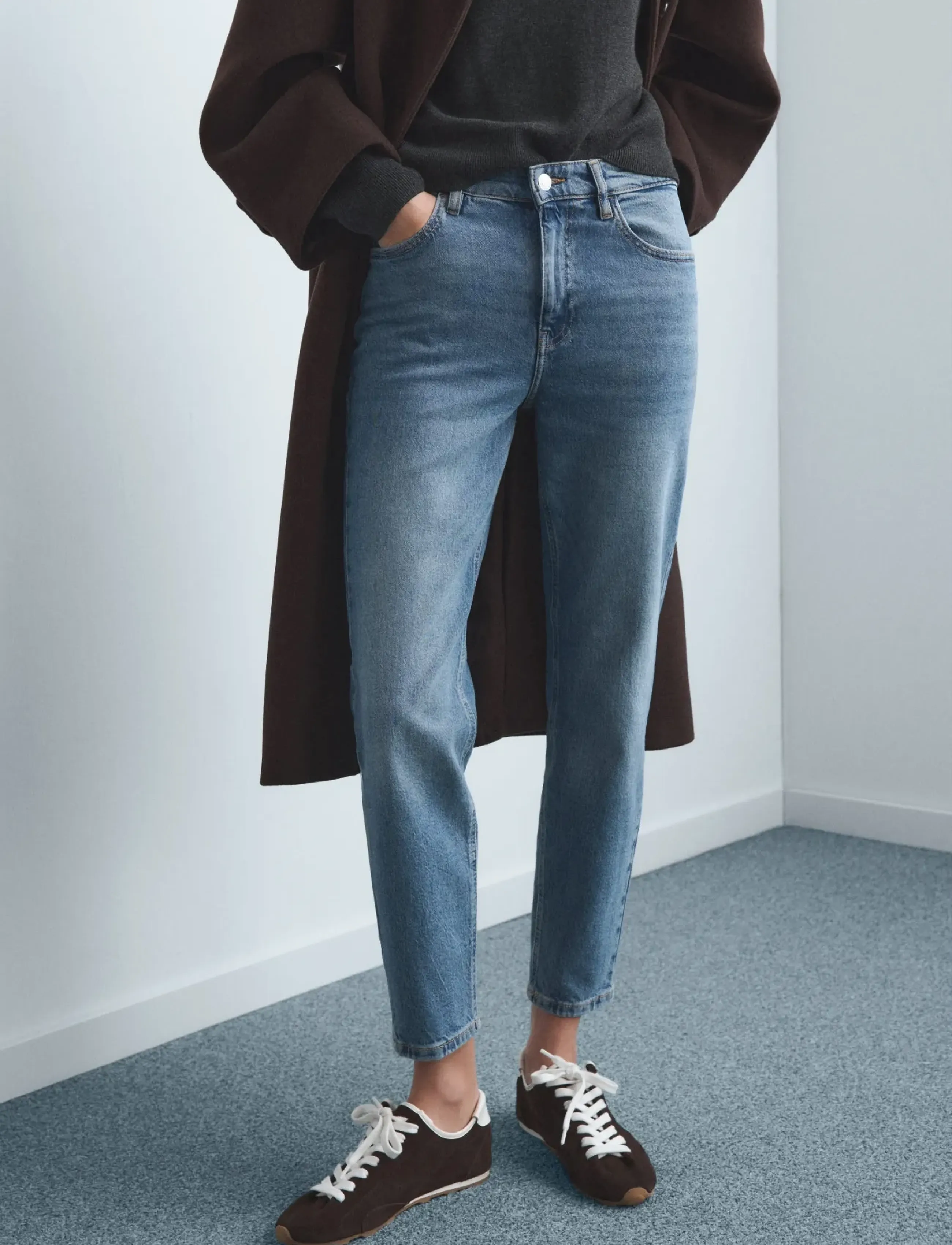 Mango Newmom comfort high-rise jeans - Mom jeans - OPEN BLUE / blue