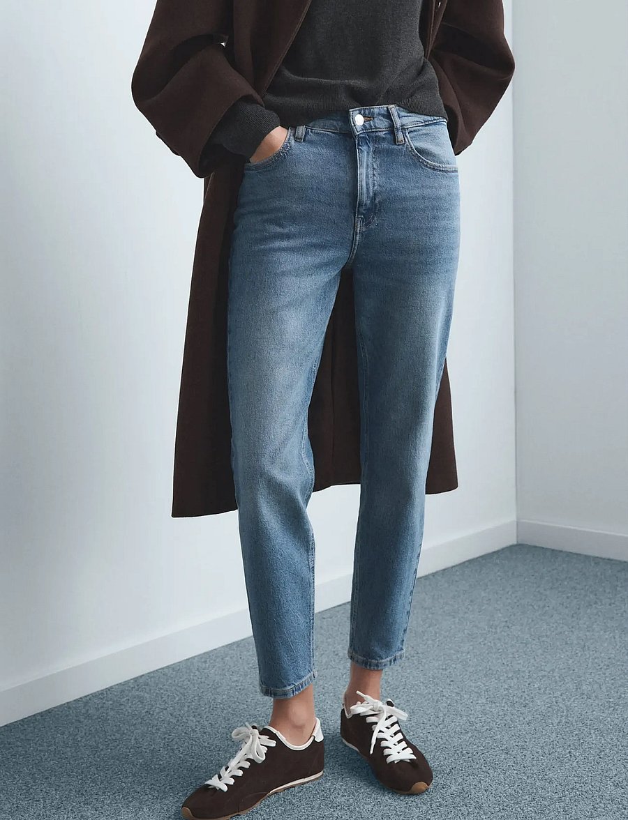 Mango - Newmom comfort high-rise jeans - open blue - 0