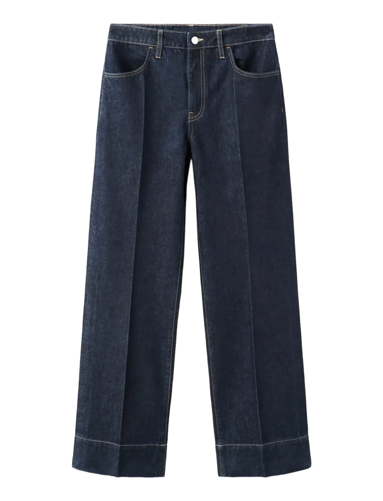 Straight-leg jeans with seam stitching - OPEN BLUE