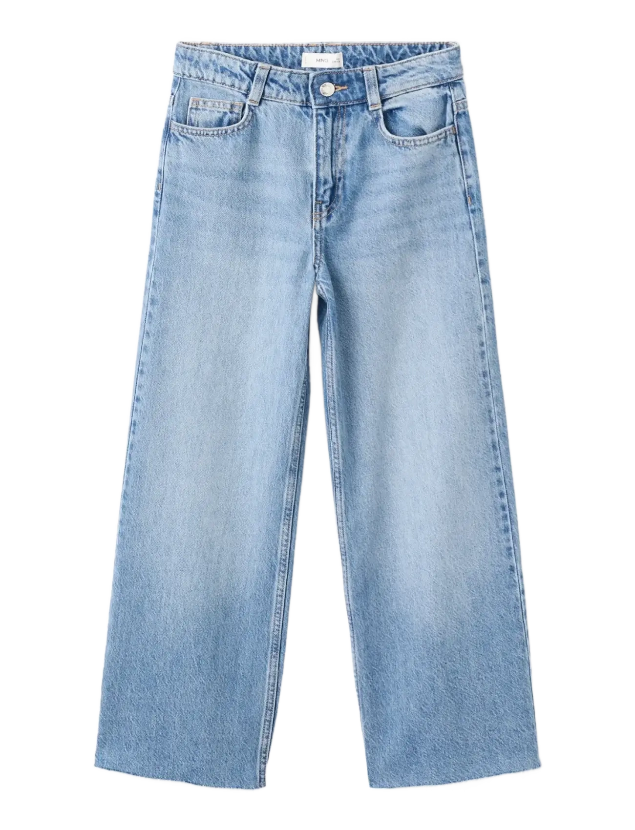 Mango - Wide leg jeans with frayed hem - vide jeans - open blue - 0
