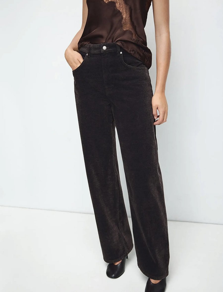Mango - Velvet balloon jeans - barrel jeans - dark brown - 0