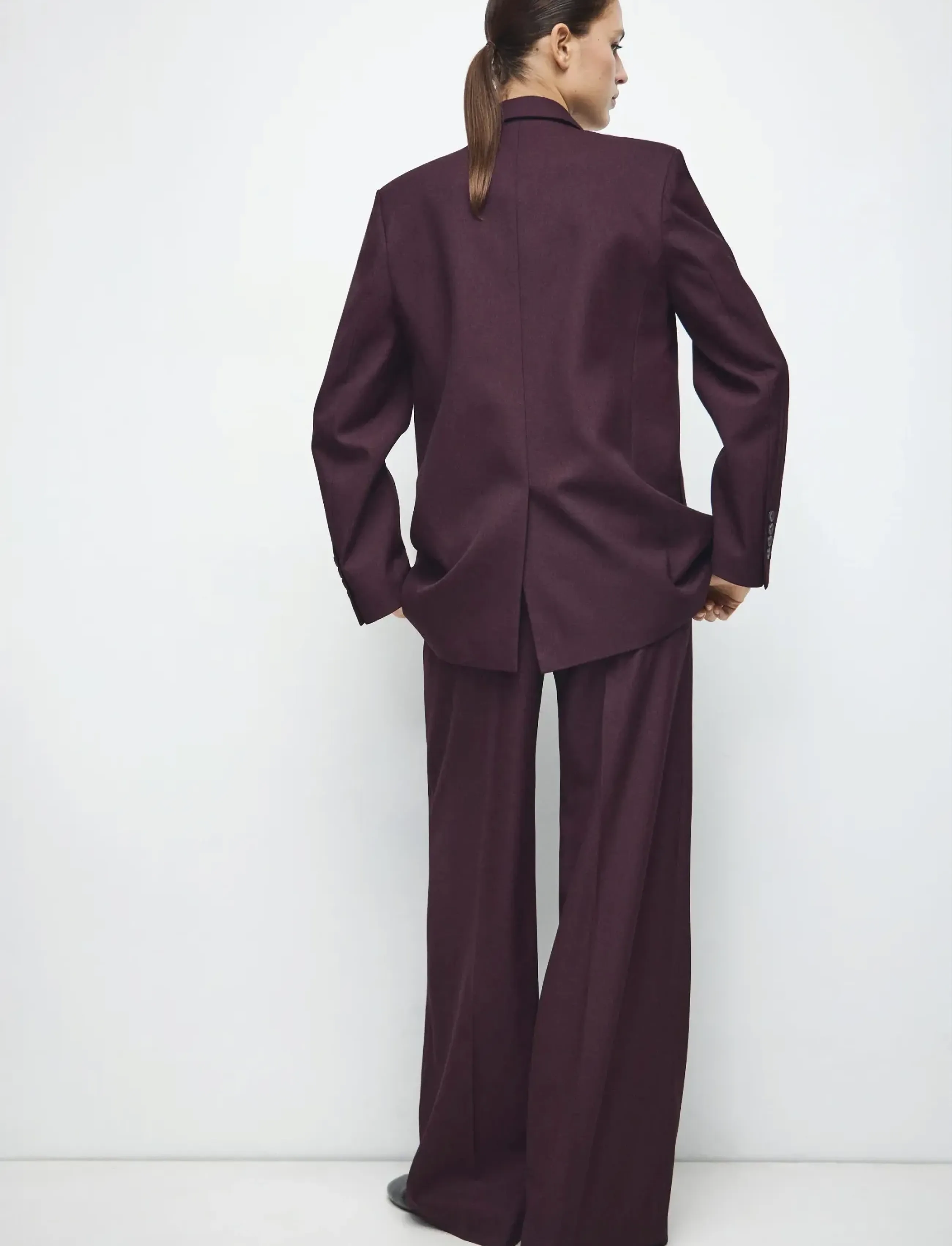 Mango - Wide leg suit trousers - festmode zu outlet-preisen - dark red - 2