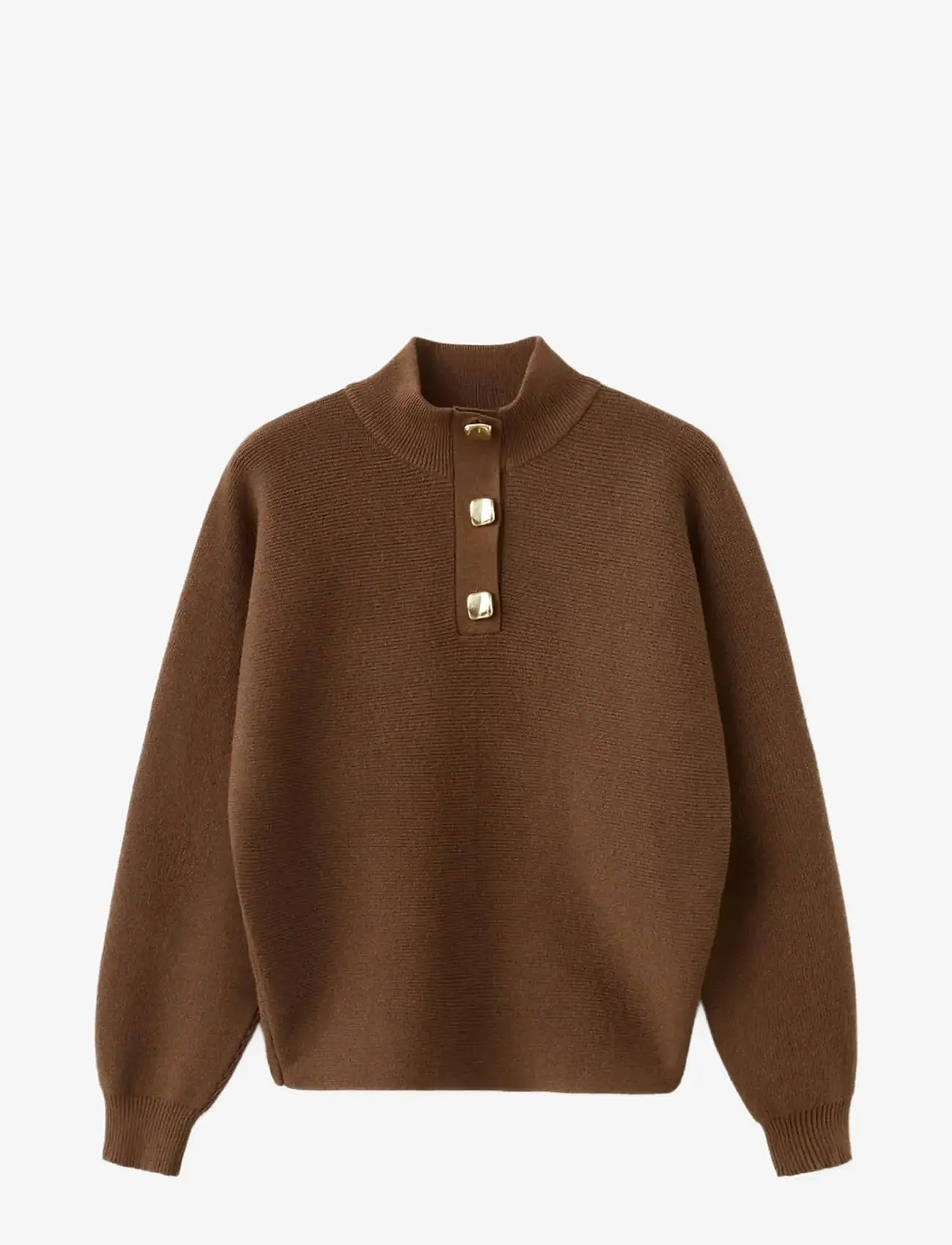 Mango - Turtleneck sweater with jewel buttons - striktrøjer - brown - 1