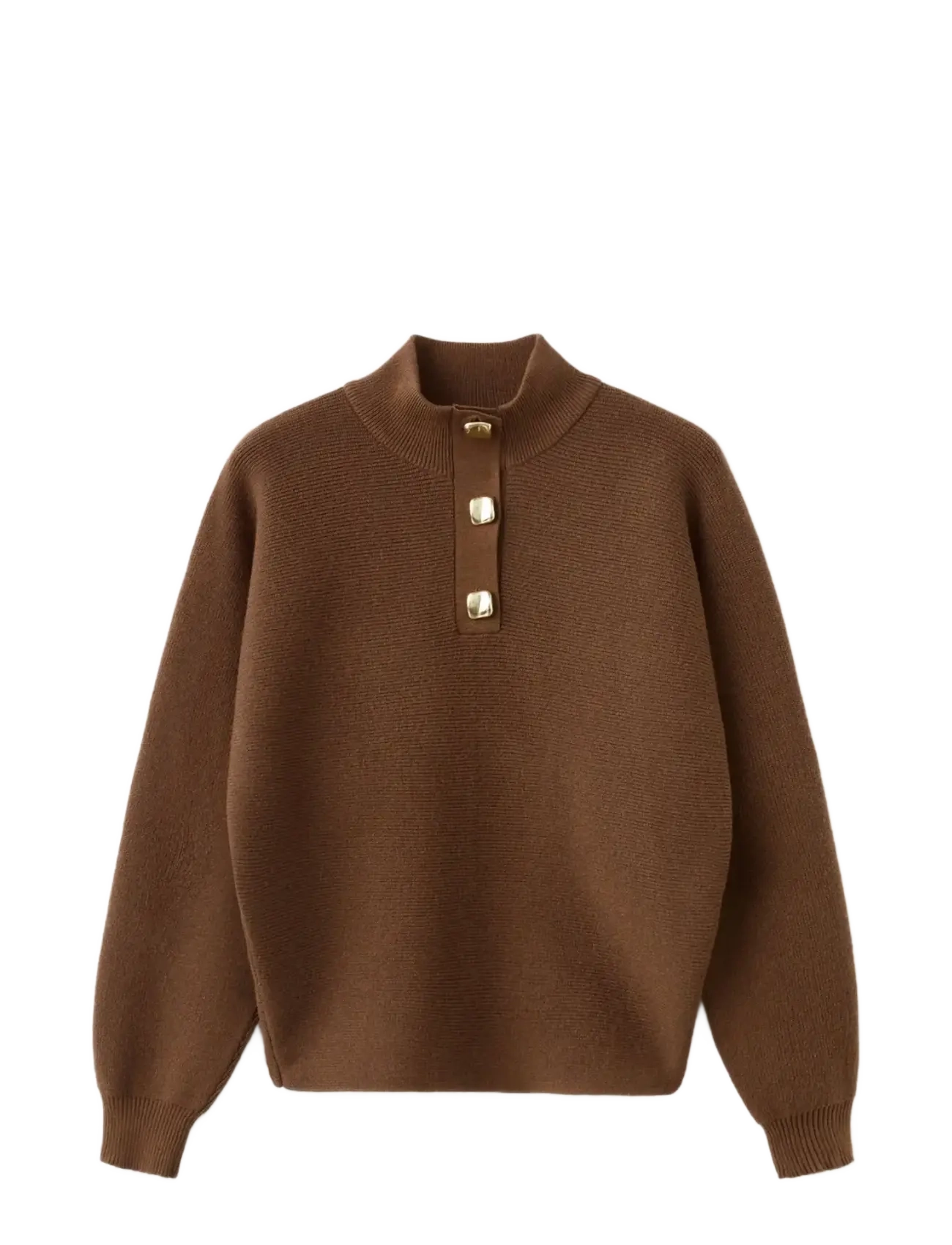 Mango Turtleneck sweater with jewel buttons - Strickmode - BROWN / brown