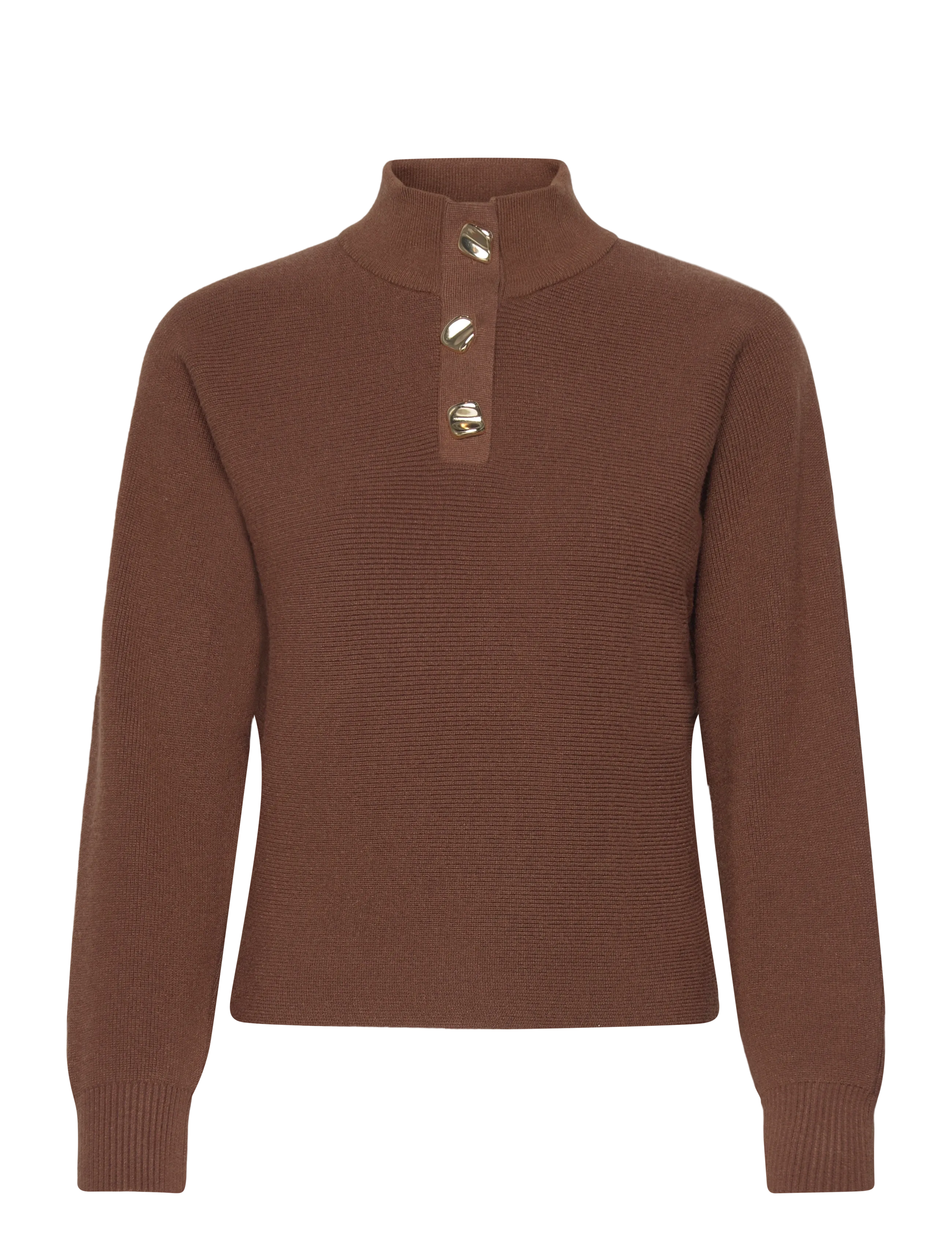 Mango Turtleneck sweater with jewel buttons - Kläder - BROWN / brown