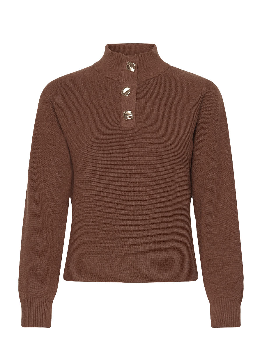 Mango - Turtleneck sweater with jewel buttons - stickade tröjor - brown - 1