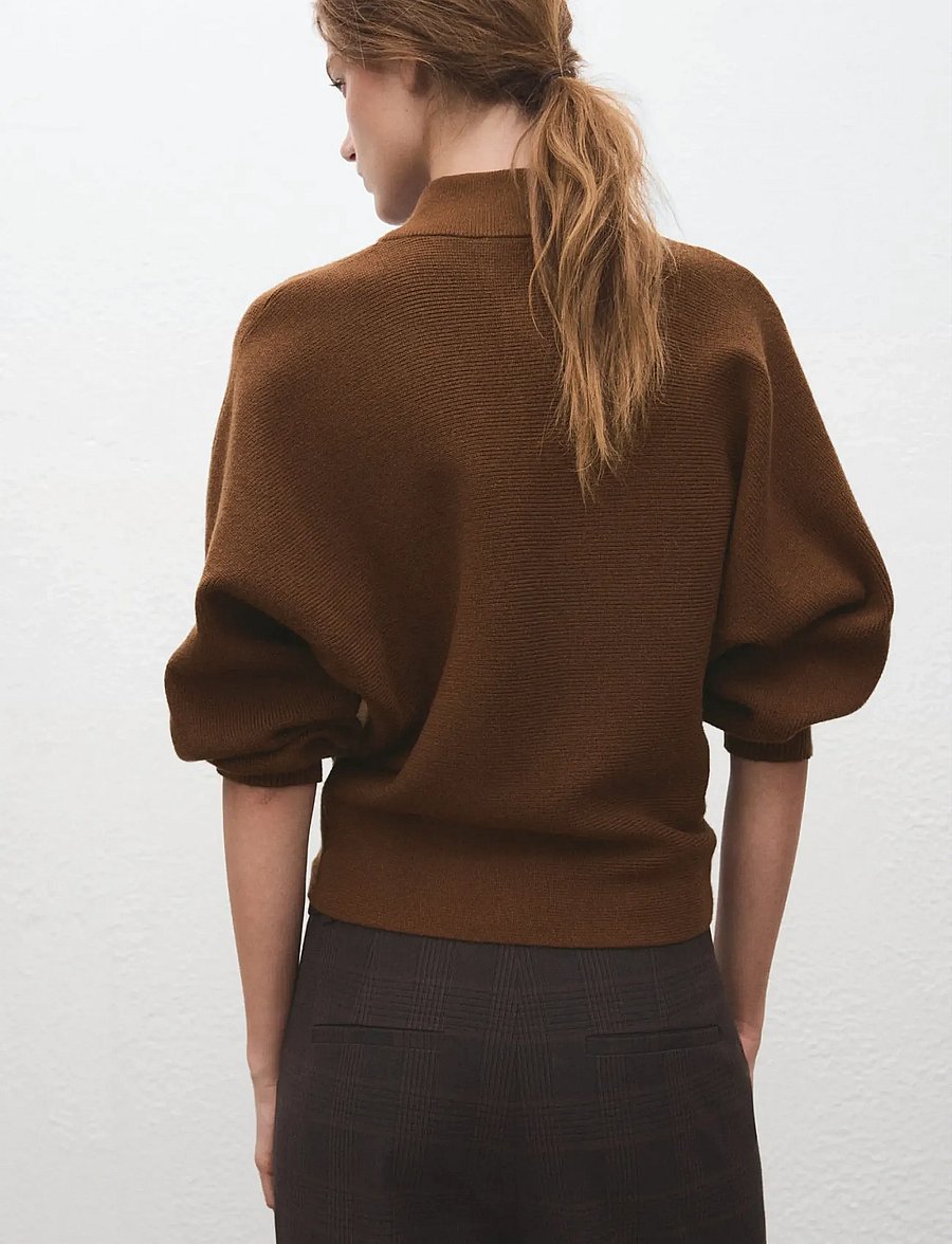 Mango - Turtleneck sweater with jewel buttons - stickade tröjor - brown - 3