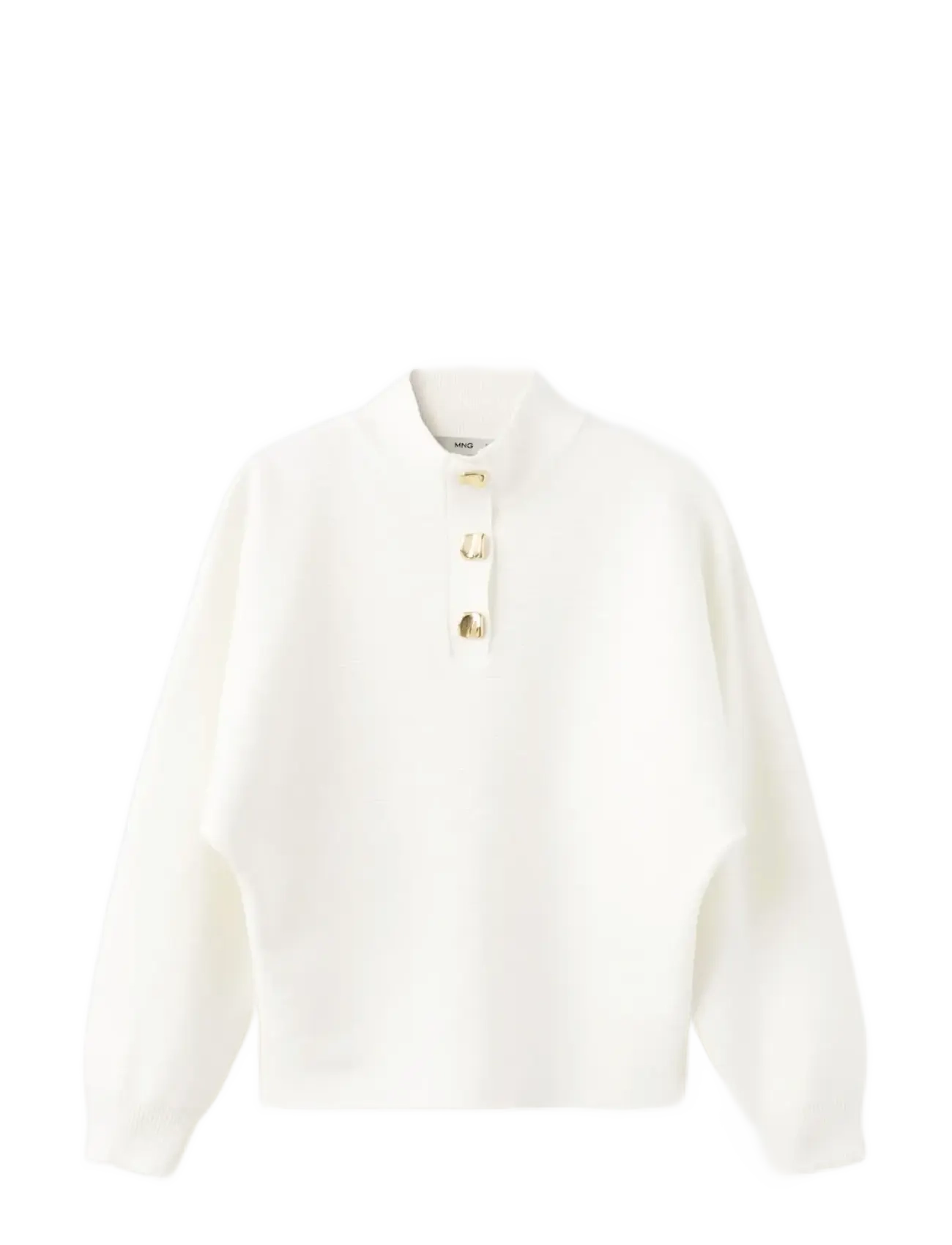 Turtleneck sweater with jewel buttons - LIGHT BEIGE