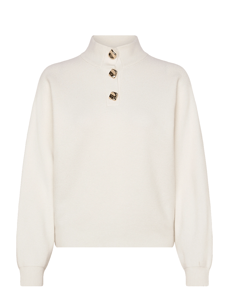 Mango - Turtleneck sweater with jewel buttons - striktrøjer - light beige - 1