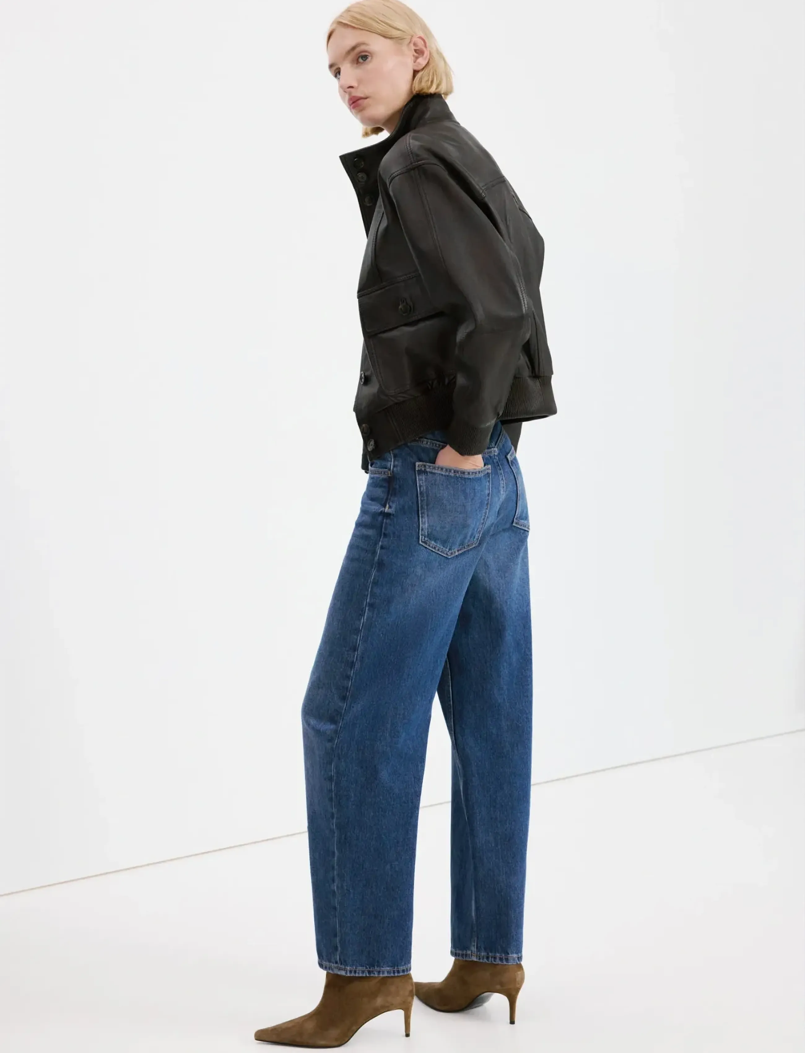 Mango - High-waisted barrel jeans - kvinnor - open blue - 2