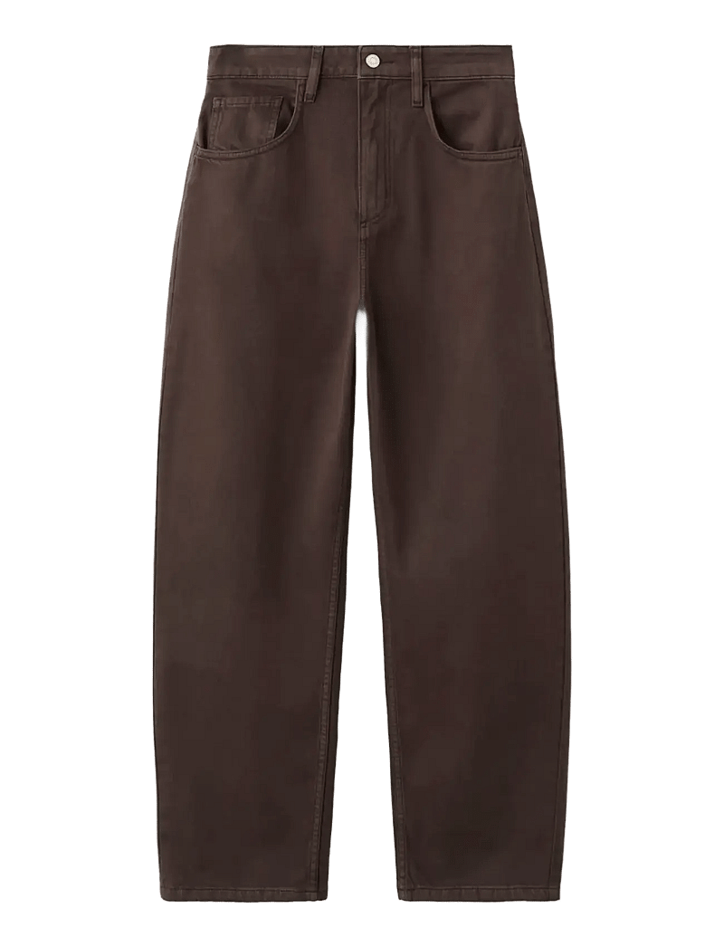 Mango - High-waisted barrel jeans - barrel jeans - dark brown - 1