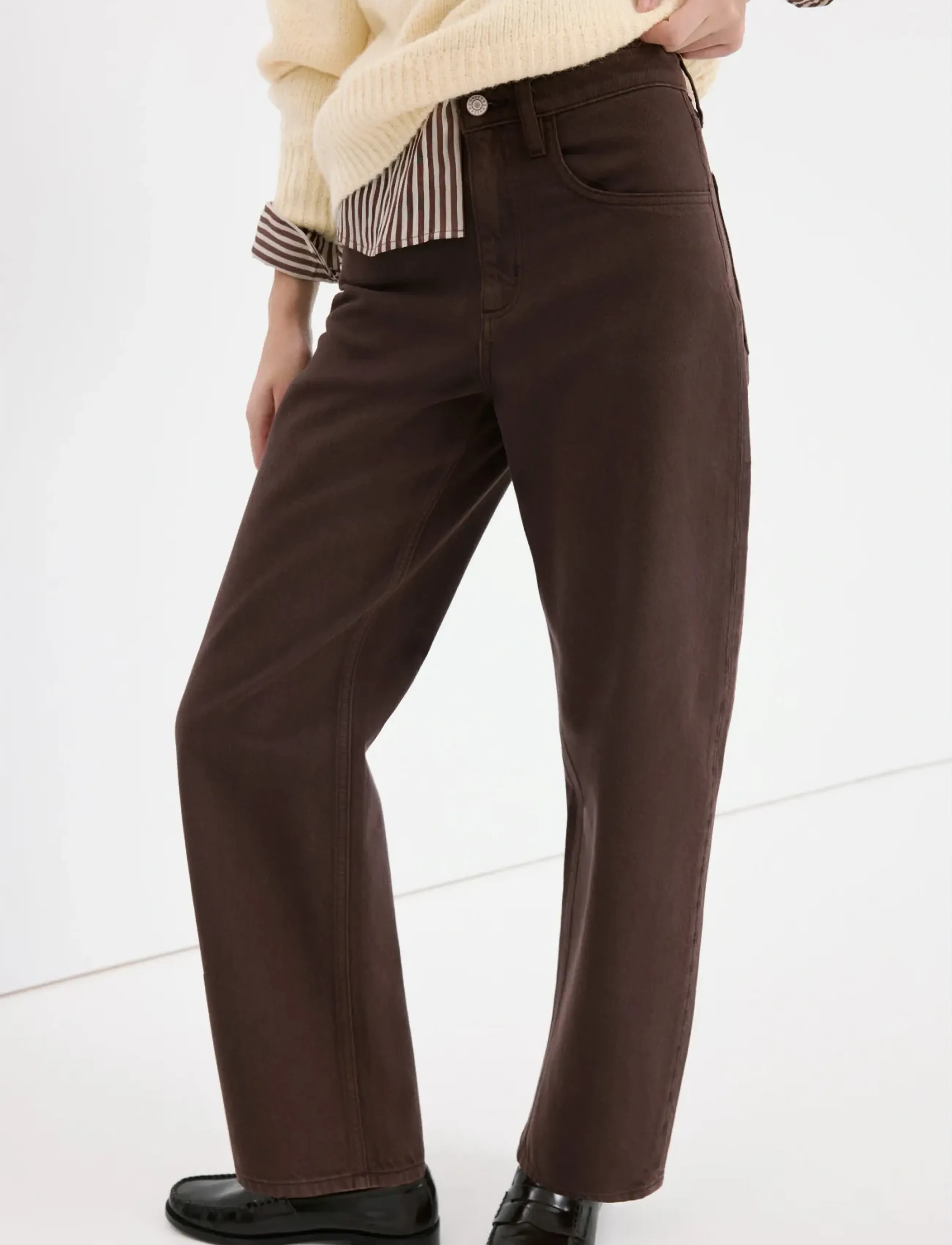 Mango High-waisted barrel jeans - Denim - DARK BROWN / brown