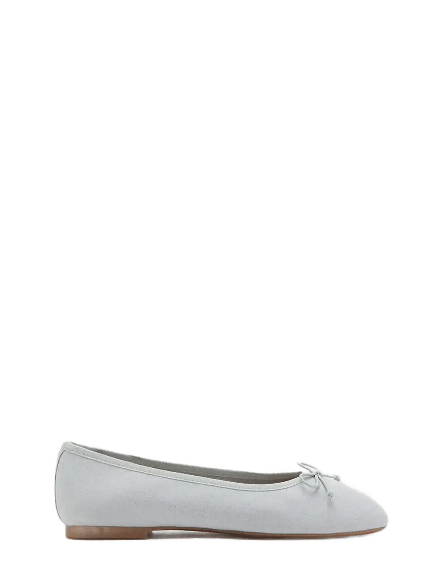 Mango - Linen ballerina flat with bow - ballerinaskor & slip-ons - turquoise - aqua - 0