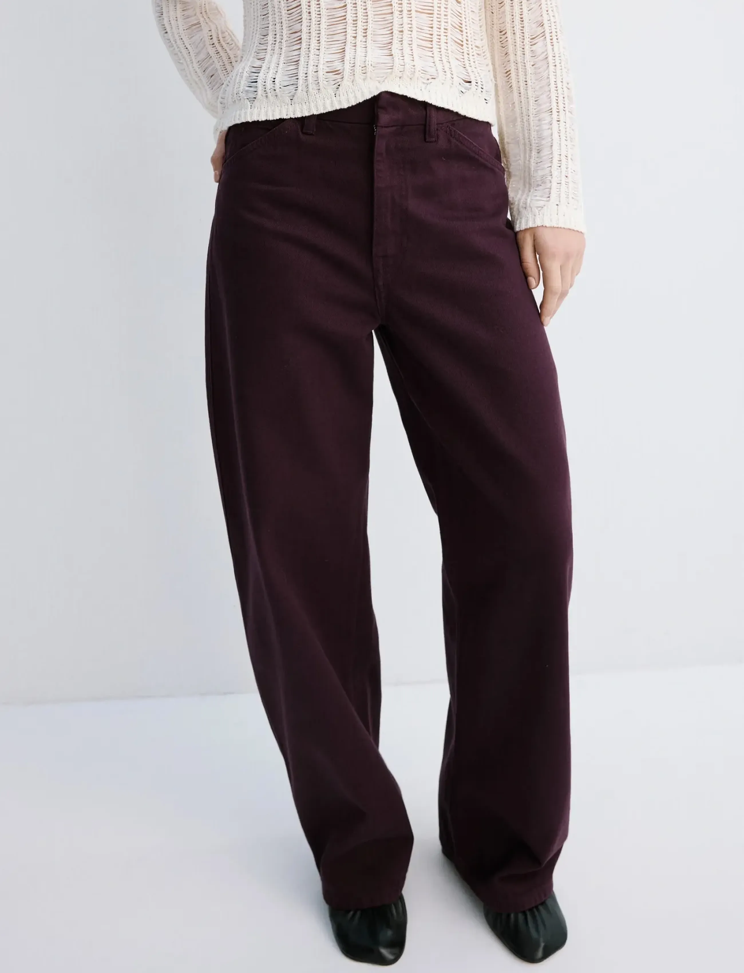 Mango Mid-Rise Balloon Jeans, Kvinder, Ballon Jeans med Mellemhøj Talje, Bordeaux, Str: 40