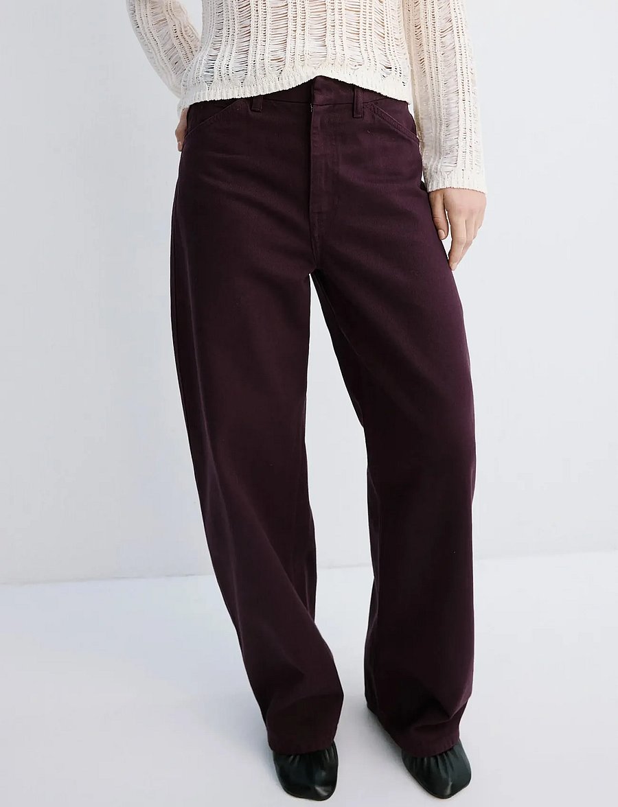 Mango - Mid-rise balloon jeans - barrel jeans - dark red - 0