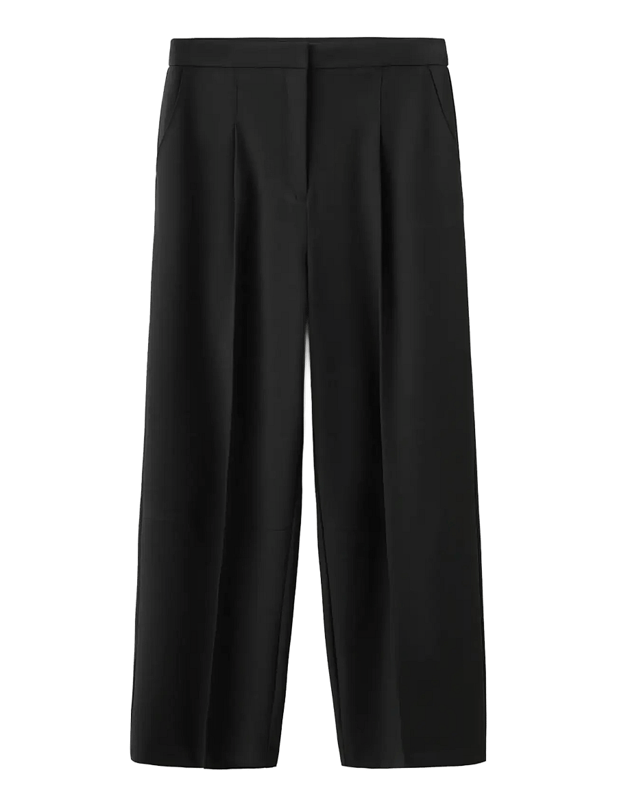Mango - Straight-fit pleated trousers - habitbukser - black - 1