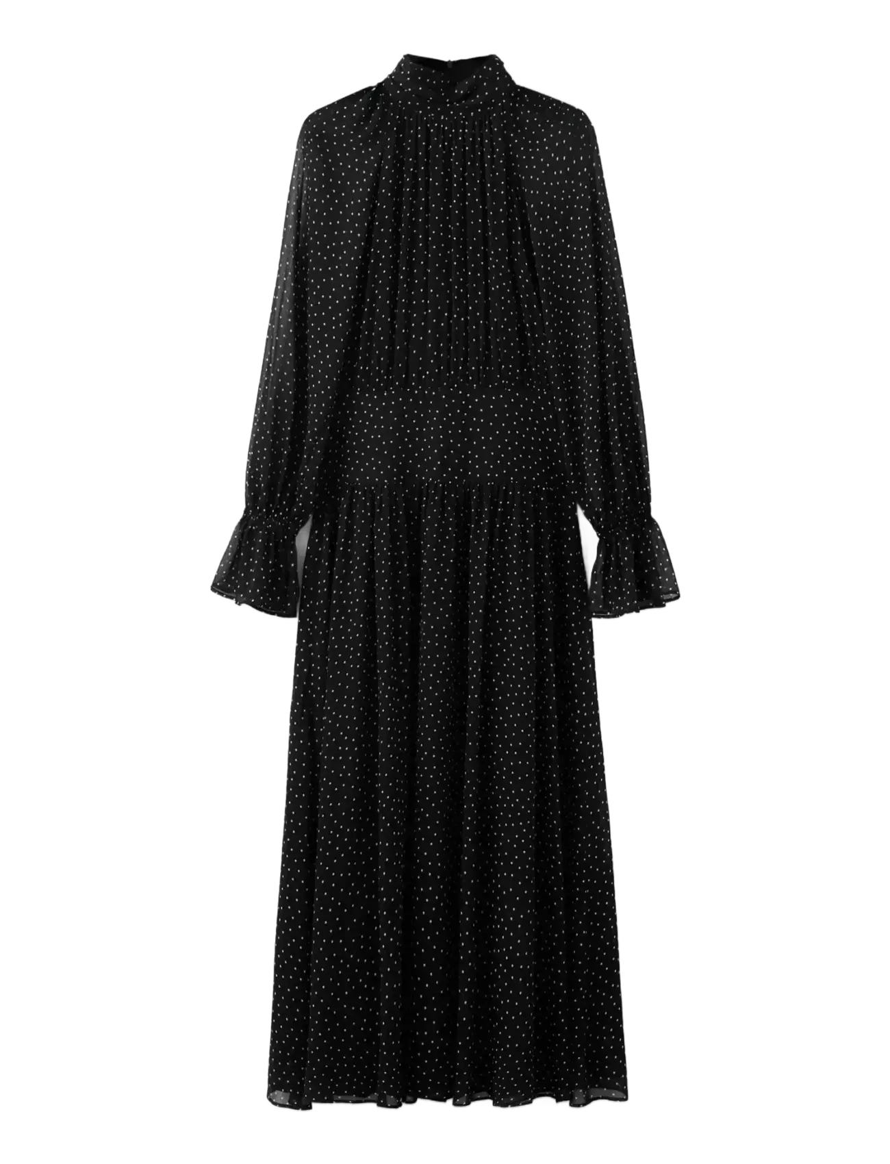 MANGO Polka Dot Kleid With Puffed Sleeves Schwarz - M - Damen