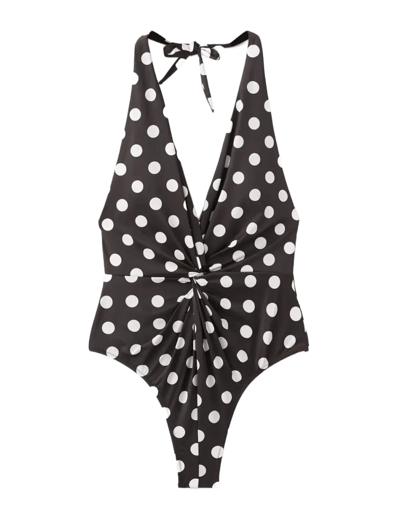 MANGO Halter Polka Dot Badeanzug Braun - XS - Damen