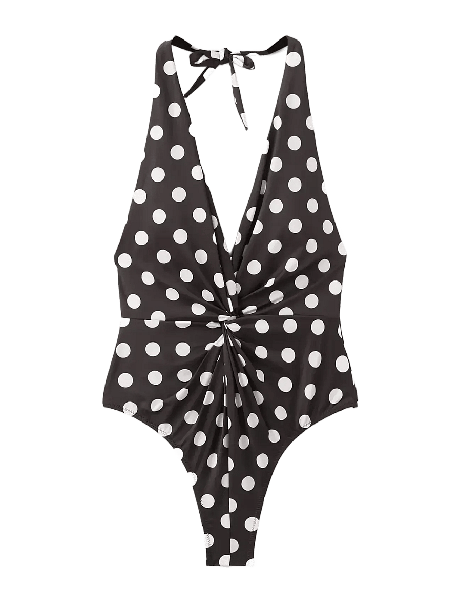 Mango - Halter polka dot swimsuit - badedragter - brown - 1
