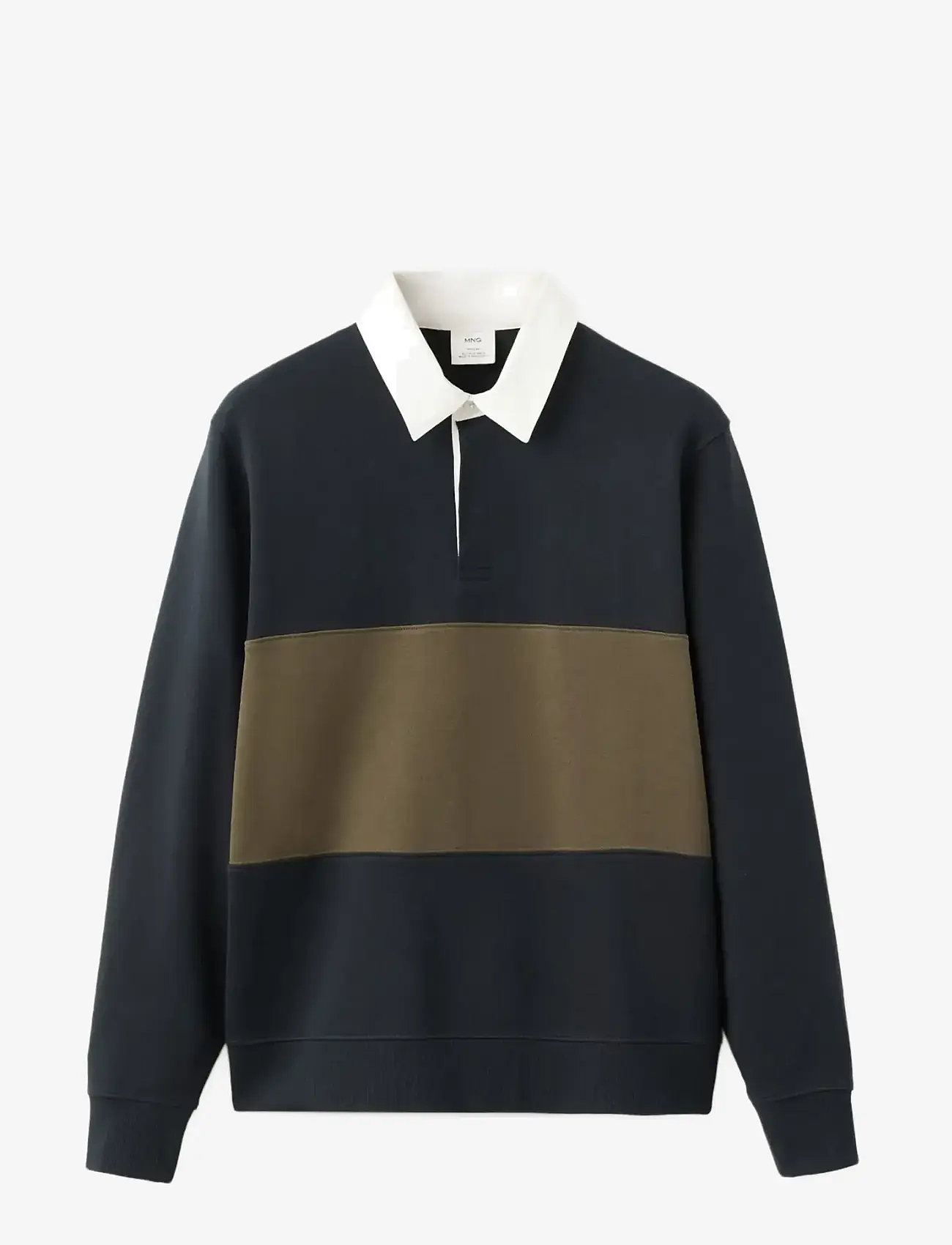 Mango - 100% cotton polo sweatshirt - sweatshirts - navy - 1