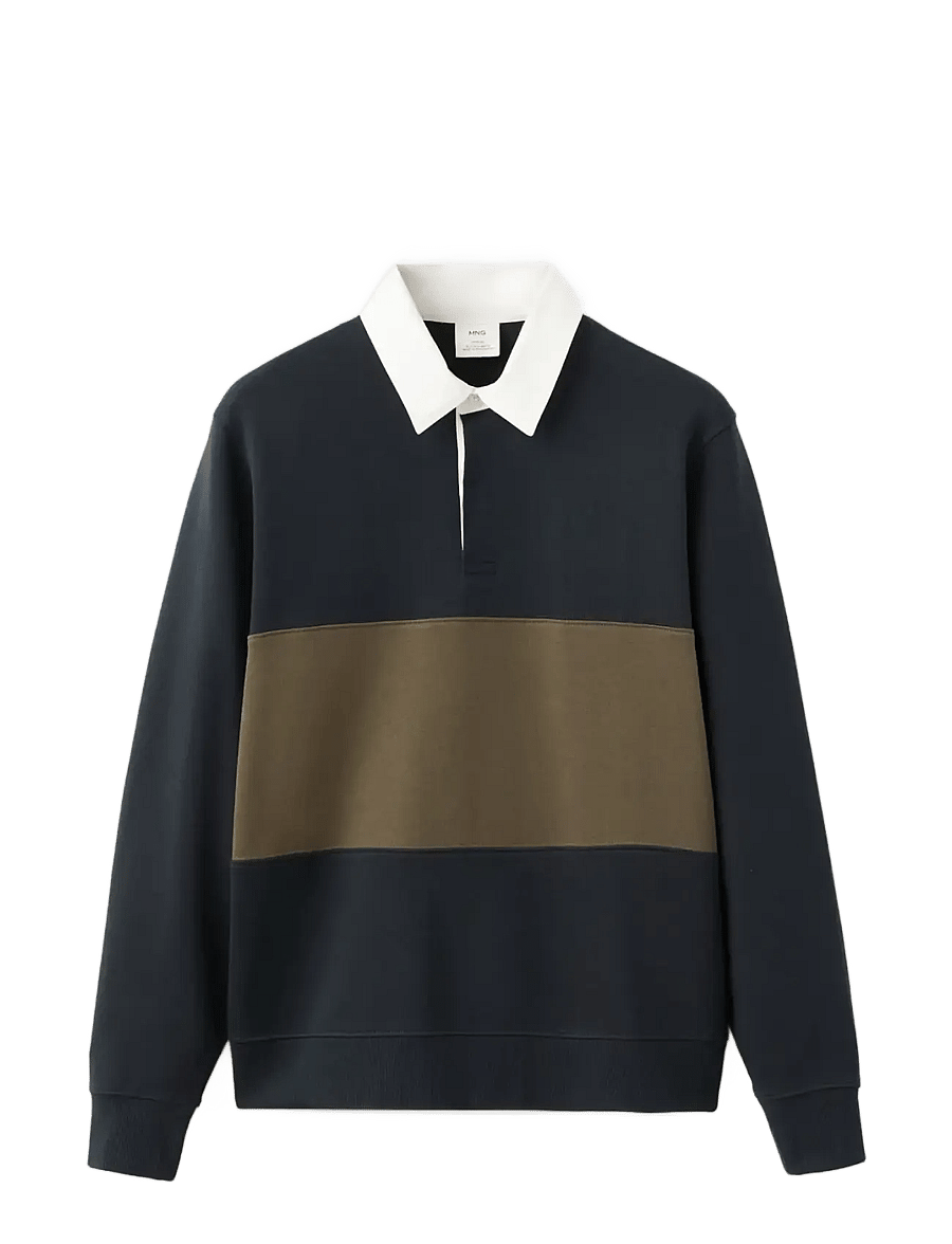 Mango - 100% cotton polo sweatshirt - kollektioner - navy - 1