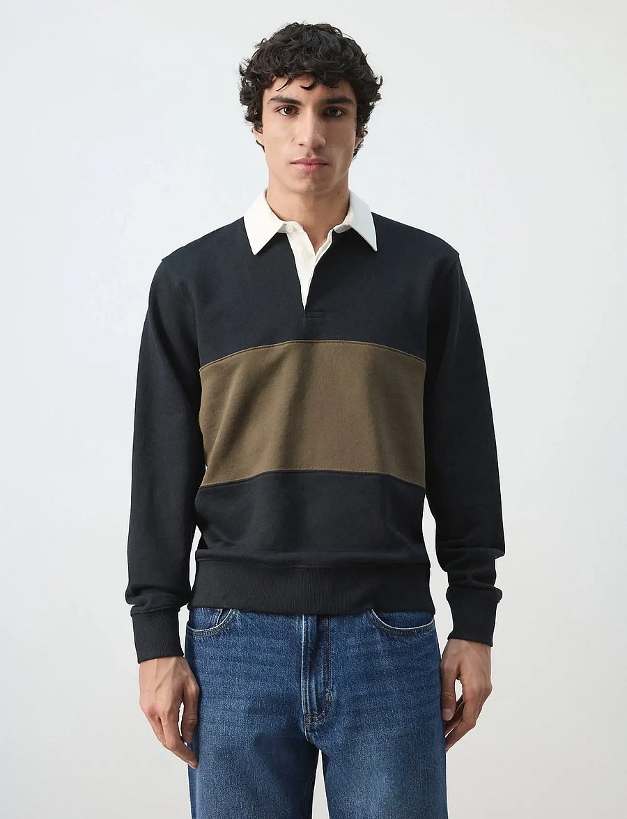 Mango - 100% cotton polo sweatshirt - kollektioner - navy - 0