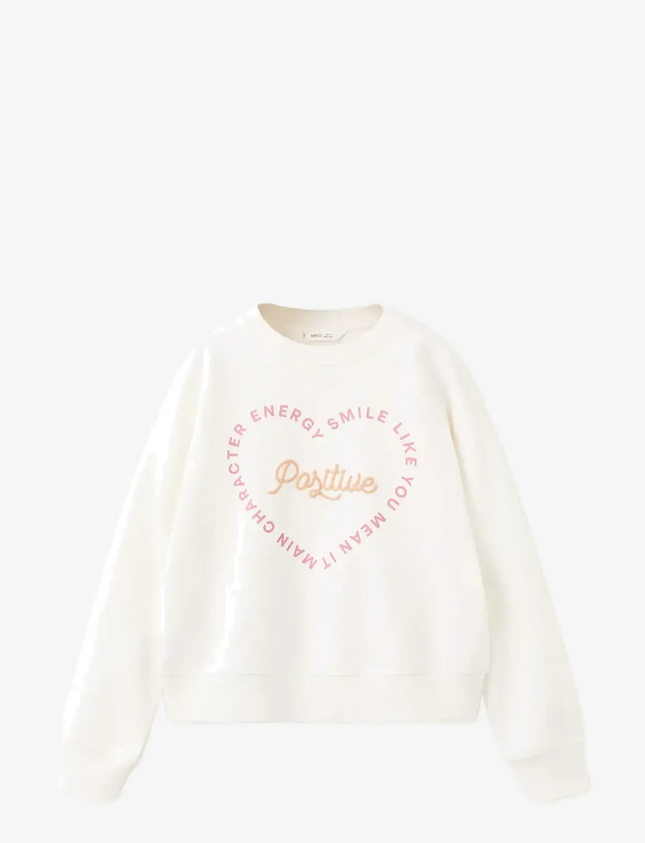 Mango - Cotton sweatshirt with text - sweatshirts - natural white - 0