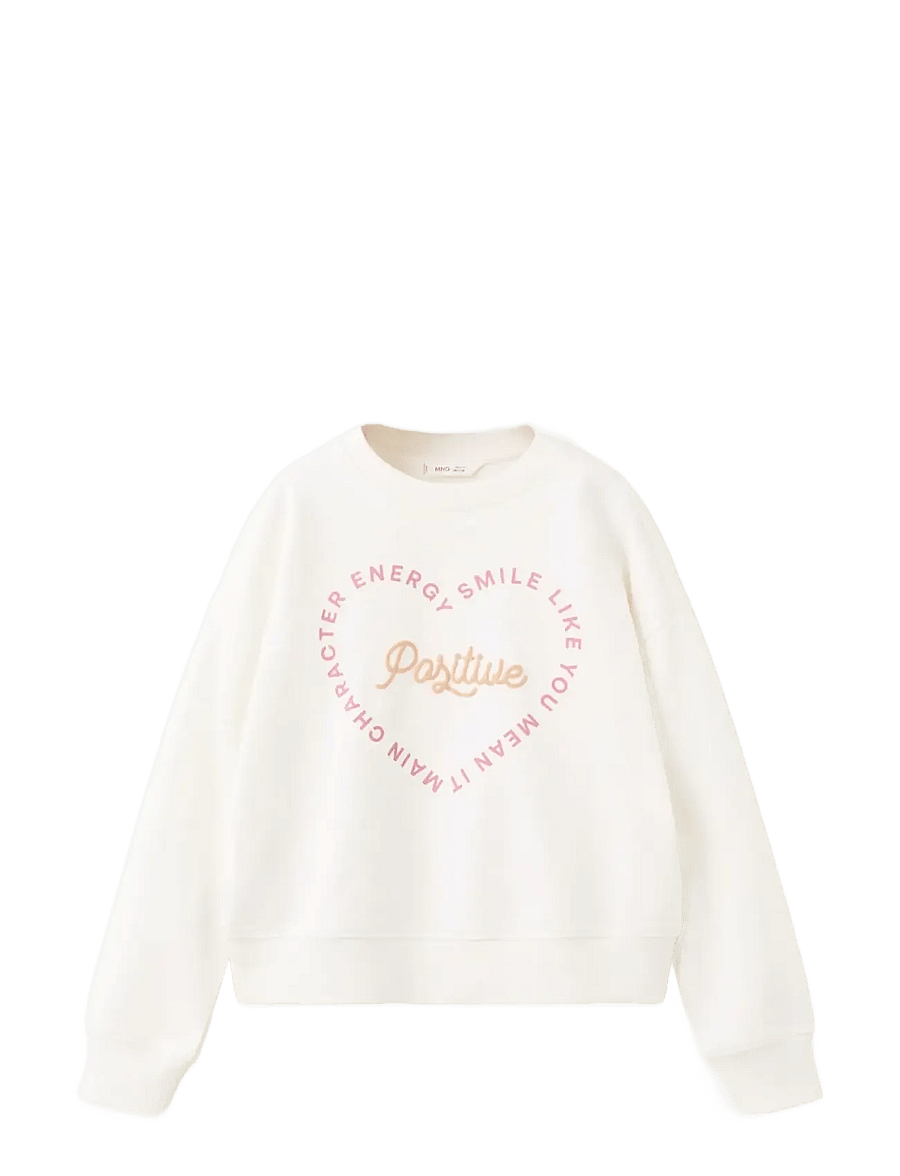 Mango - Cotton sweatshirt with text - sweatshirts - natural white - 0