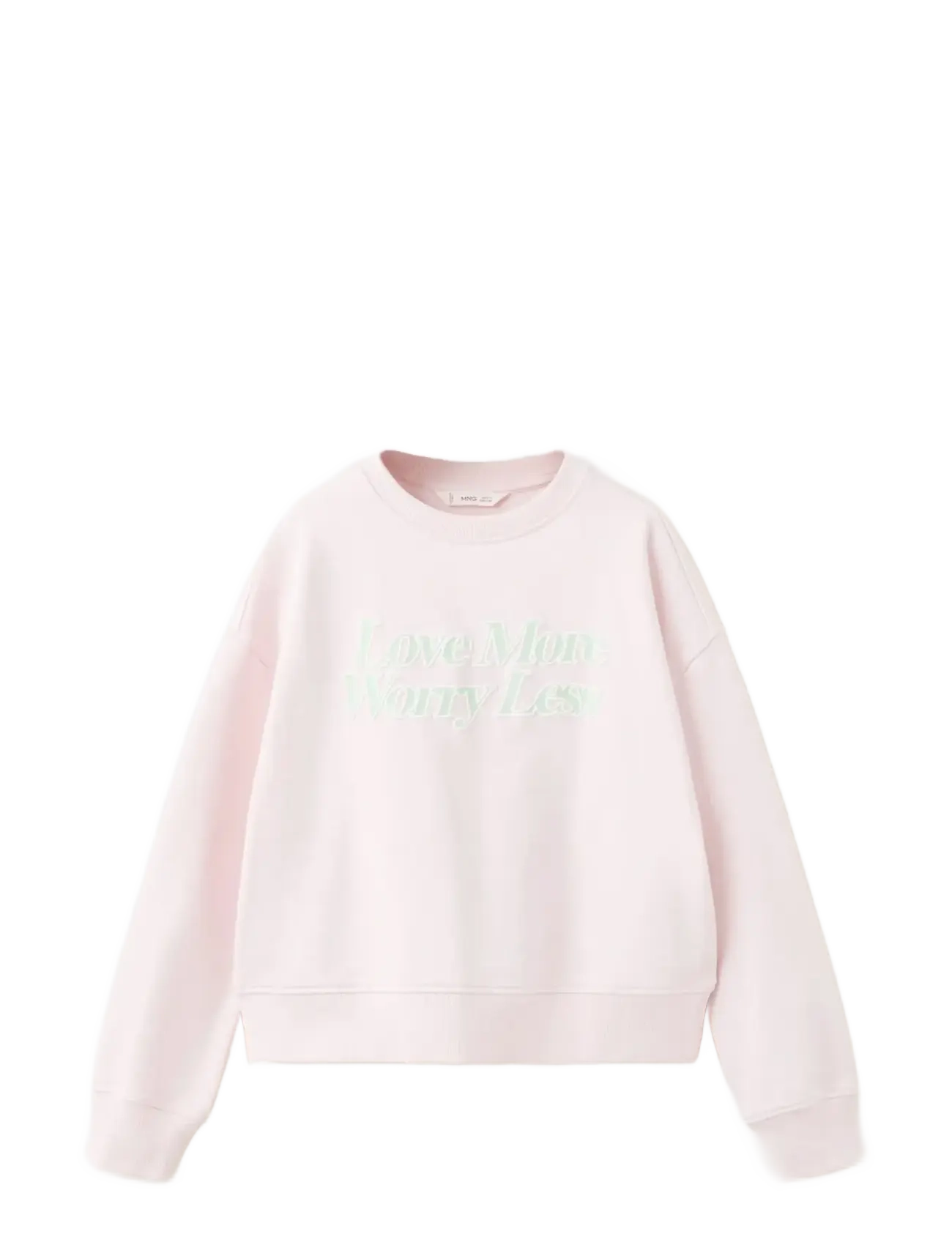 Mango Cotton Sweatshirt With Text, Børn, Tekst Sweatshirt med Rund Hals, Pink, Str: 5-6